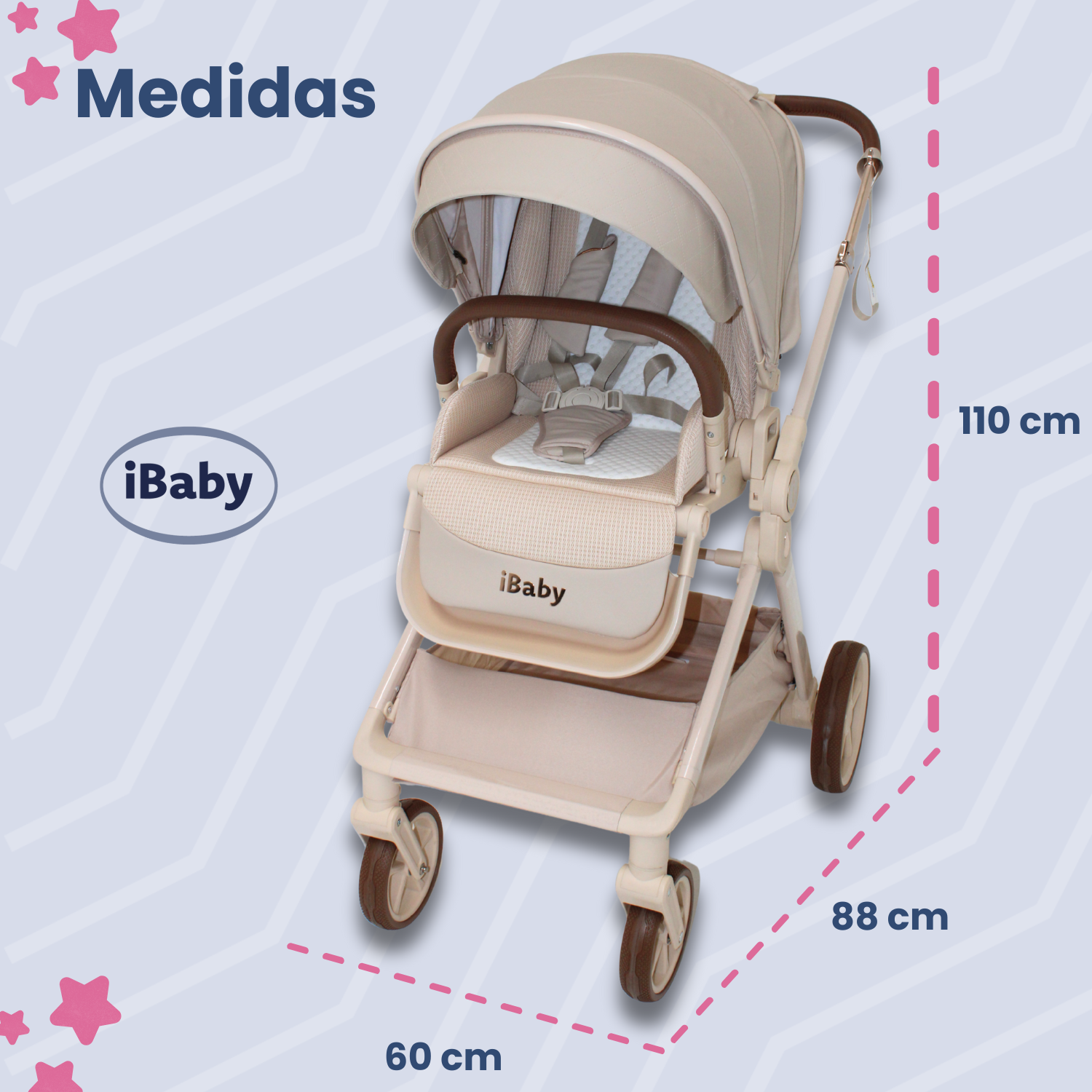 Carriola Ibaby Emma Elegante Mango Ajustable Y Reversible con portabebe