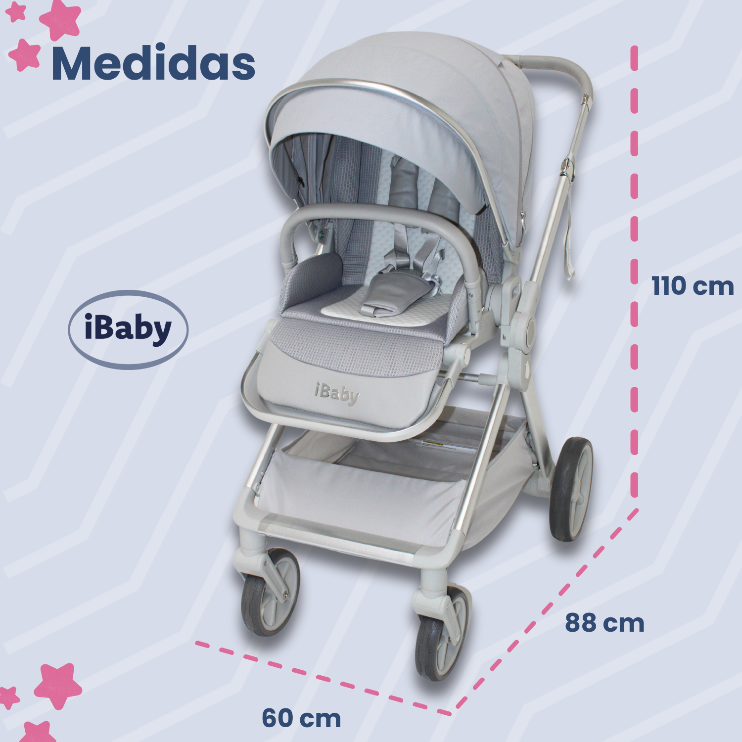 Carriola Ibaby Emma Elegante Mango Ajustable Y Reversible con portabebe