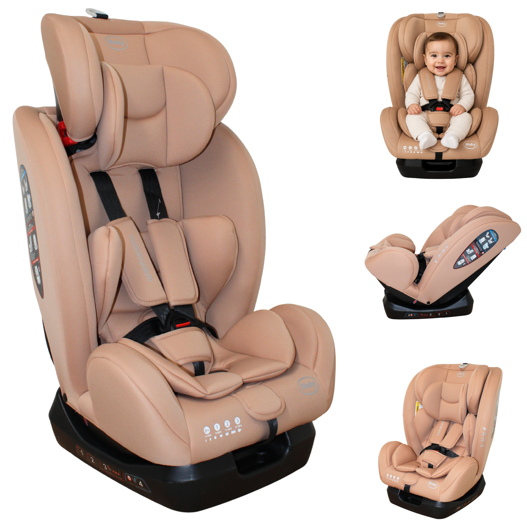Autoasiento Reclinable Desde 0 A 36 Kg Passegeri Ibaby Rosa Passegeri