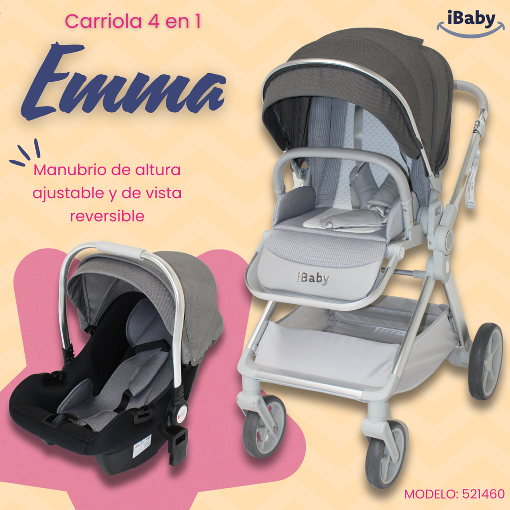 Carriola Ibaby Emma Elegante Mango Ajustable Y Reversible con portabebe