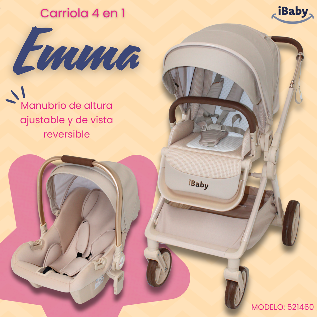 Carriola Ibaby Emma Elegante Mango Ajustable Y Reversible con portabebe