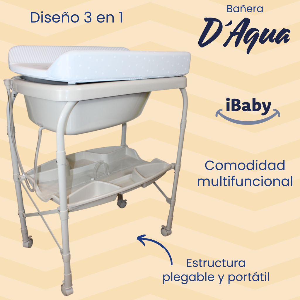 Bañera Para Bebé Plegable Con Cambiador