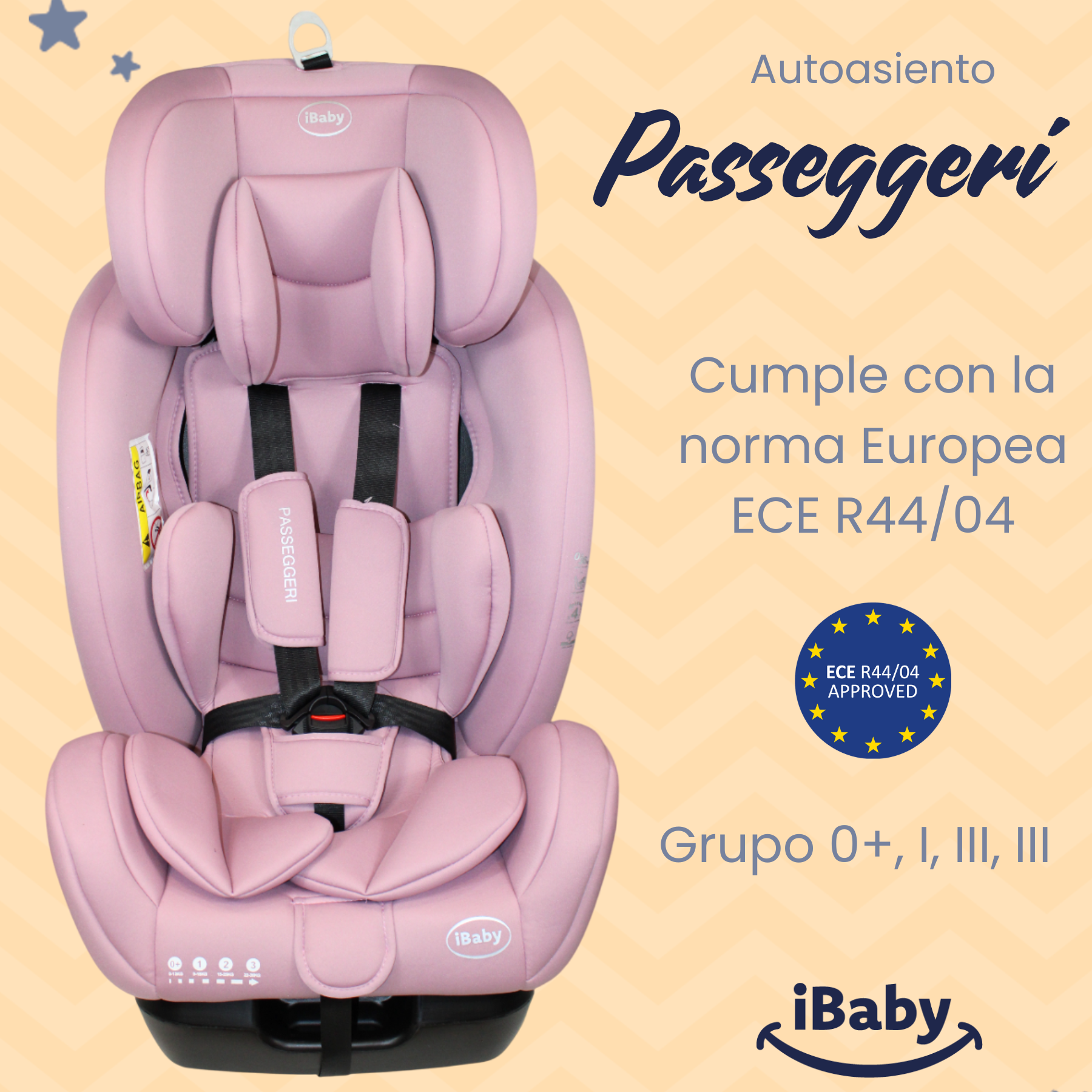 Autoasiento Reclinable Desde 0 A 36 Kg Passegeri Ibaby Rosa Passegeri