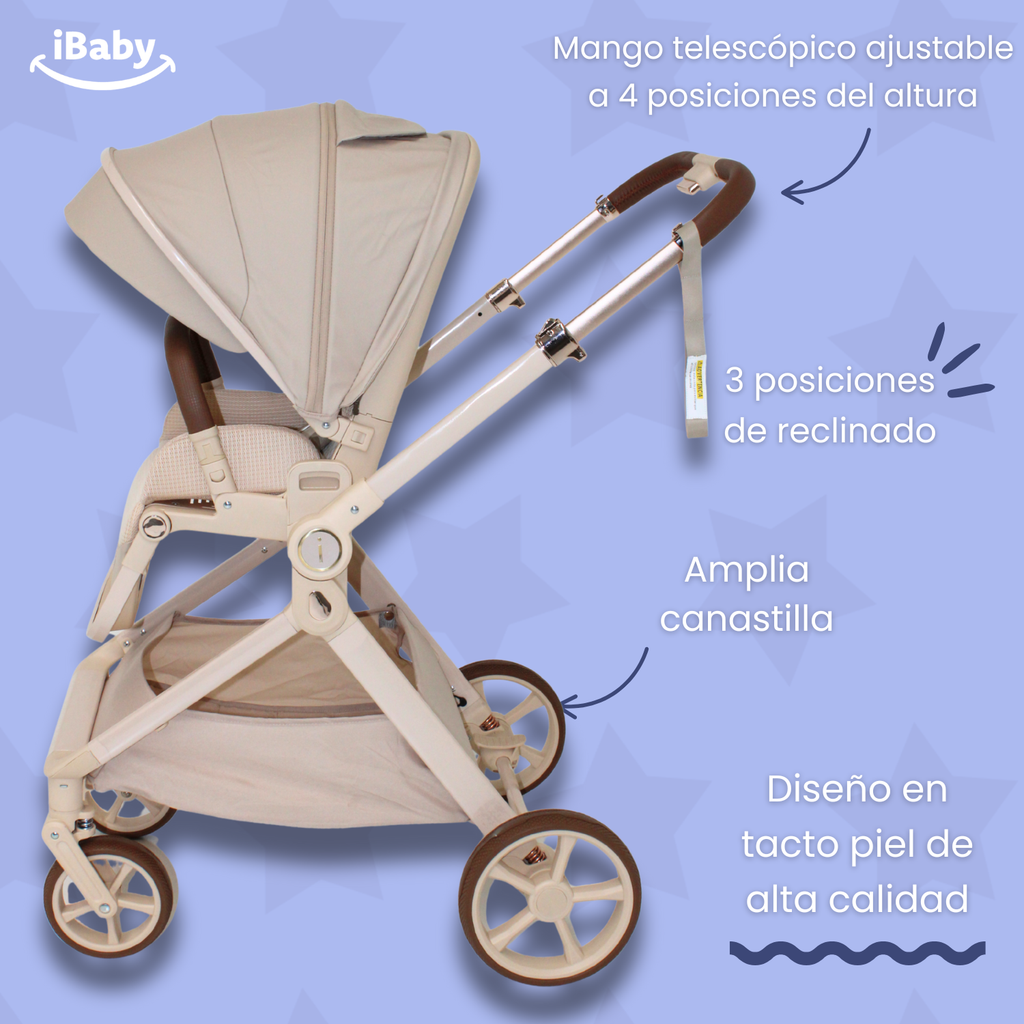 Carriola Ibaby Emma Elegante Mango Ajustable Y Reversible con portabebe