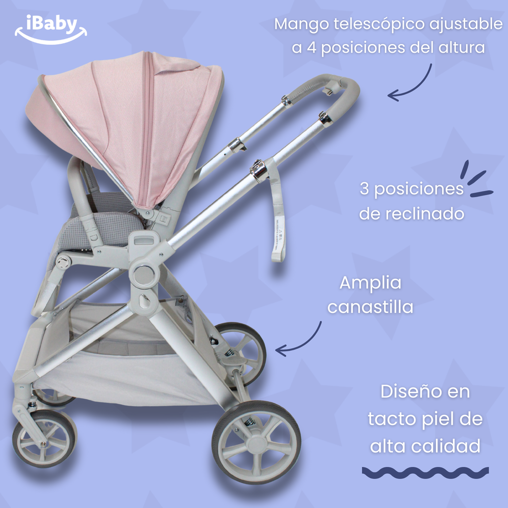 Carriola Ibaby Emma Elegante Mango Ajustable Y Reversible con portabebe