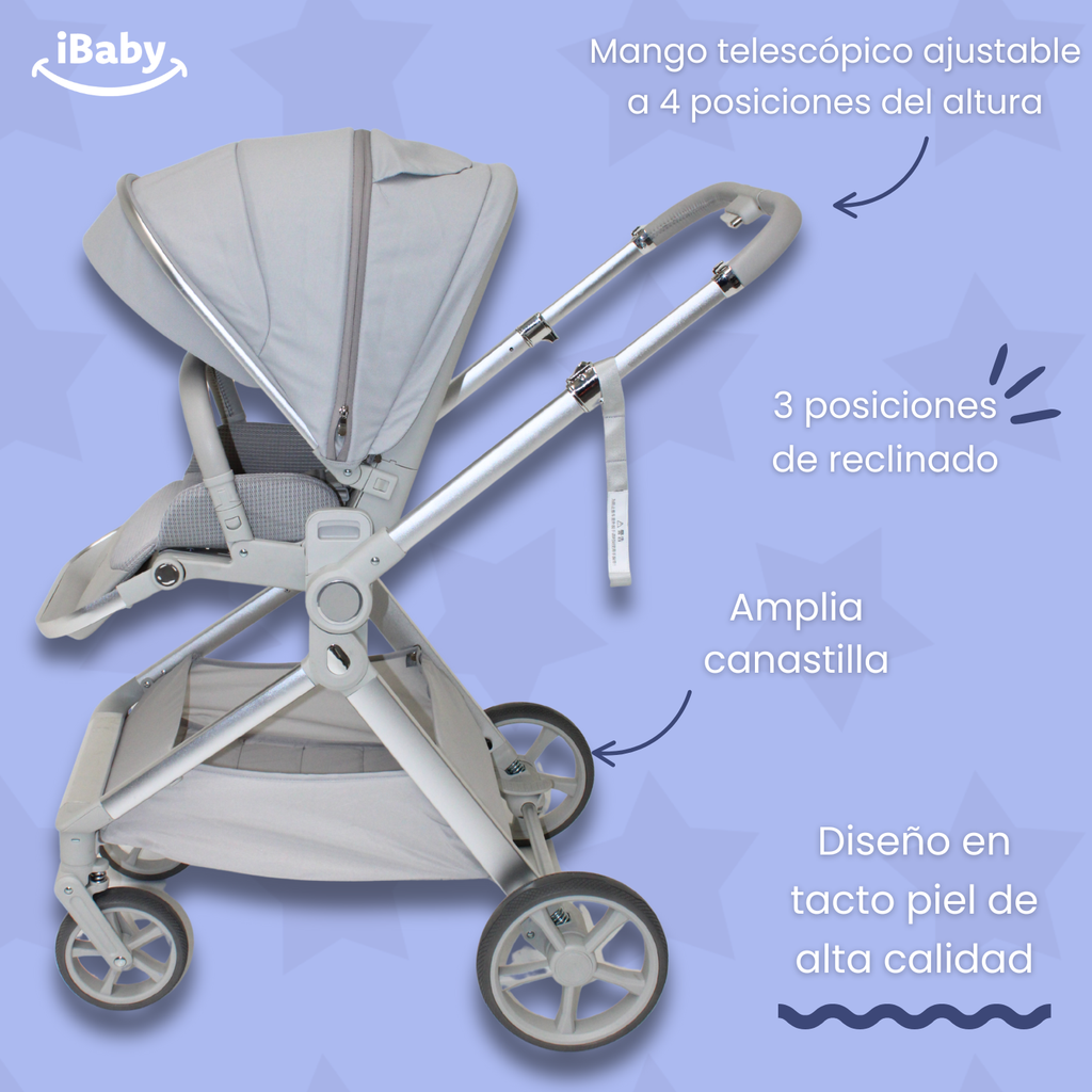 Carriola Ibaby Emma Elegante Mango Ajustable Y Reversible con portabebe
