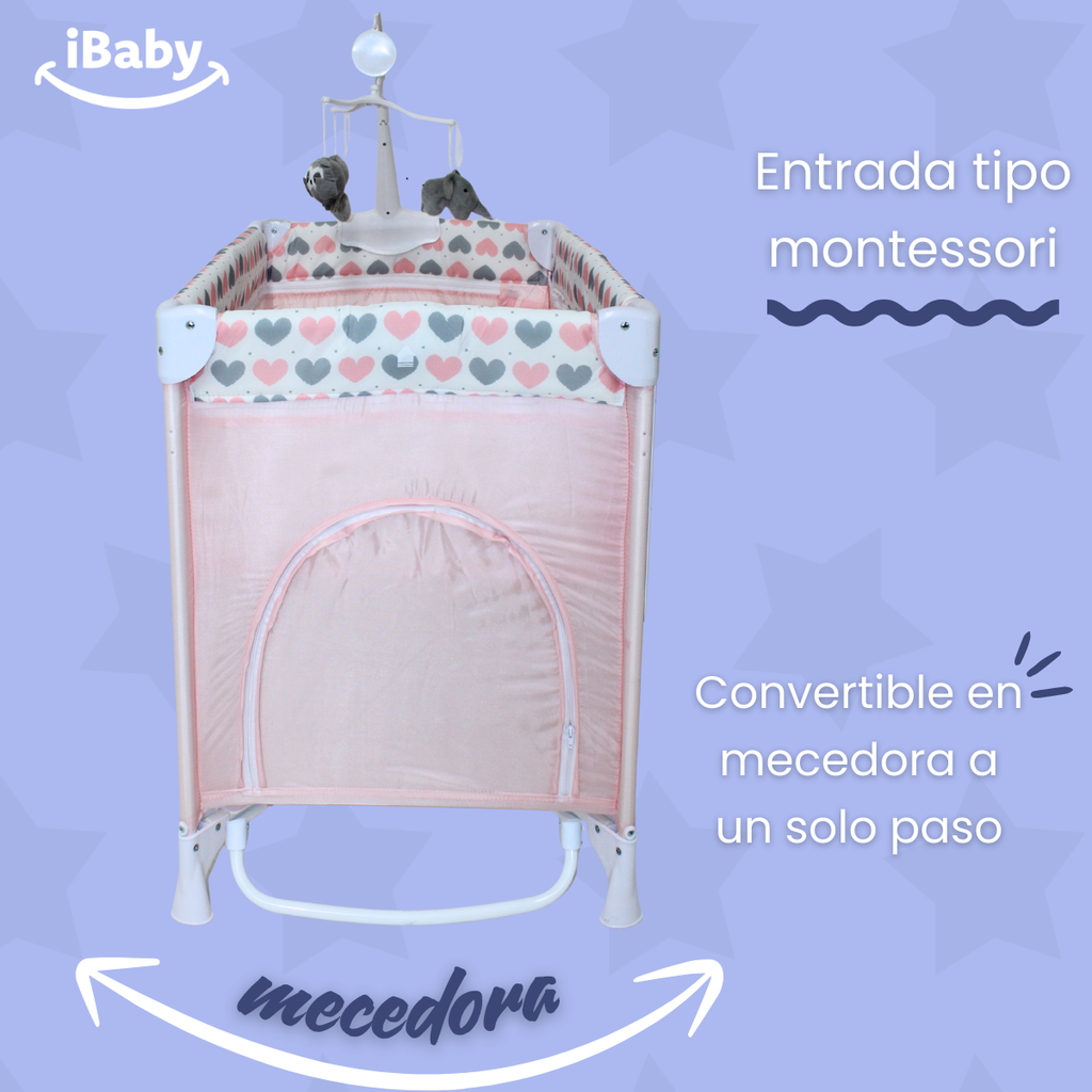 Cuna Corral Colecho MOM 4 ME ibaby Velo Alto Móvil Musical