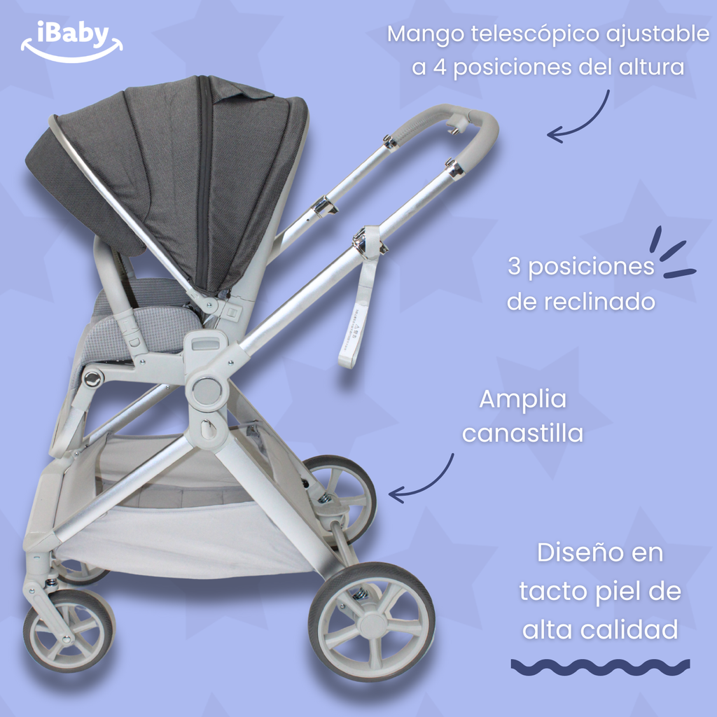 Carriola Ibaby Emma Elegante Mango Ajustable Y Reversible con portabebe