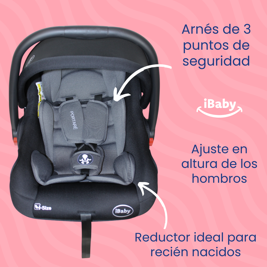Autoasiento Porta Bebés Grupo 0+ Portaré Ibaby 3 En 1 Portaré Gris