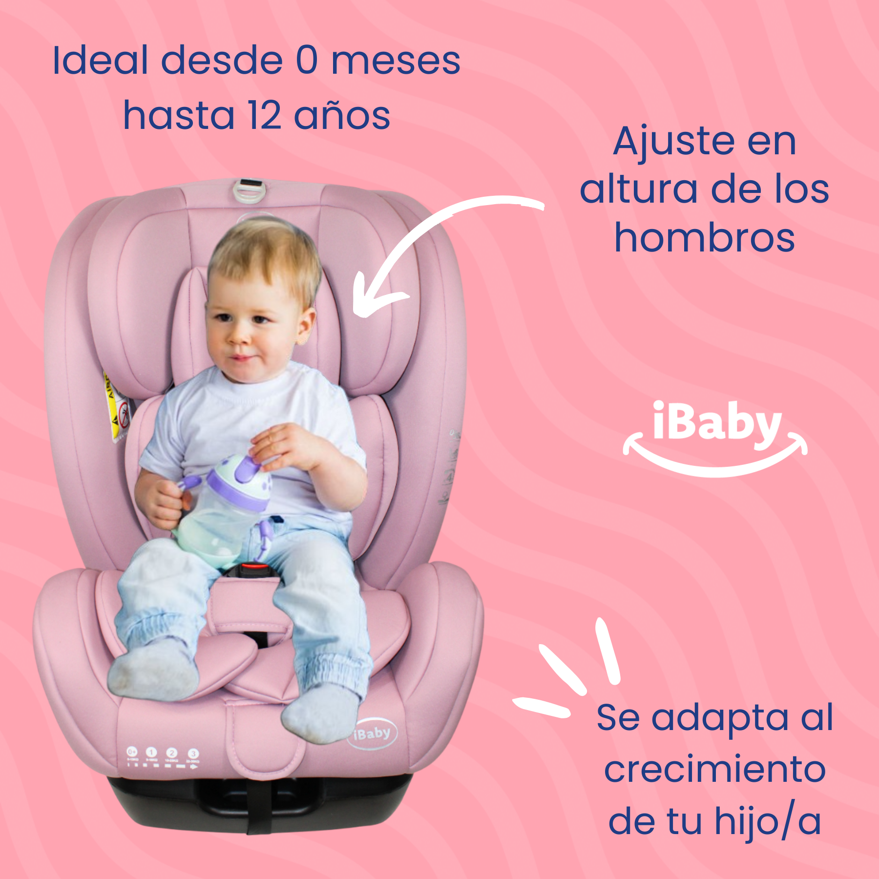 Autoasiento Reclinable Desde 0 A 36 Kg Passegeri Ibaby Rosa Passegeri