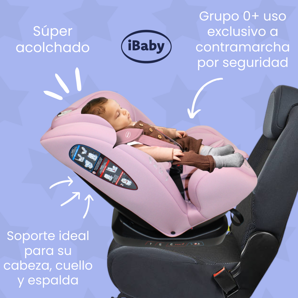 Autoasiento Reclinable Desde 0 A 36 Kg Passegeri Ibaby Rosa Passegeri