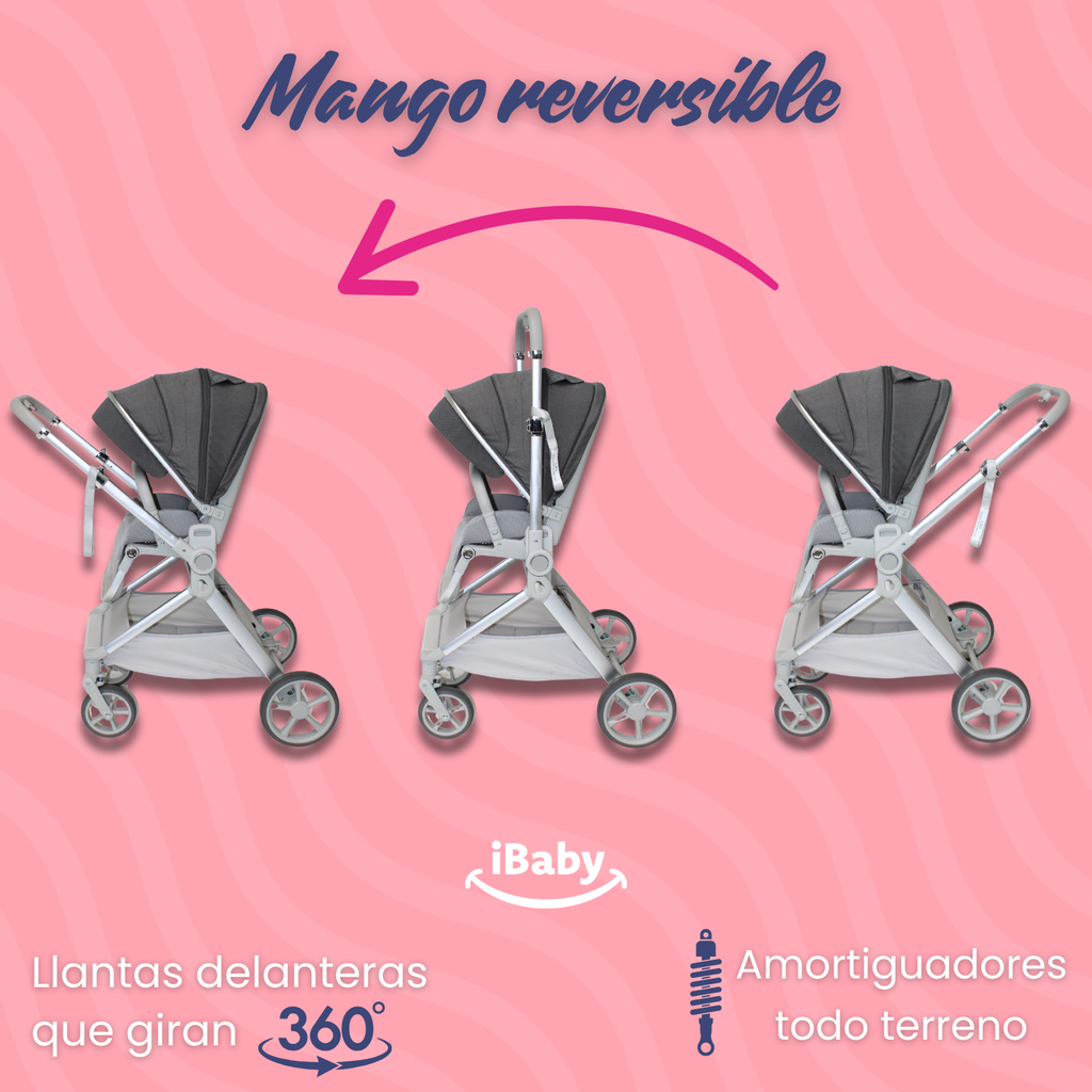 Carriola Ibaby Emma Elegante Mango Ajustable Y Reversible con portabebe