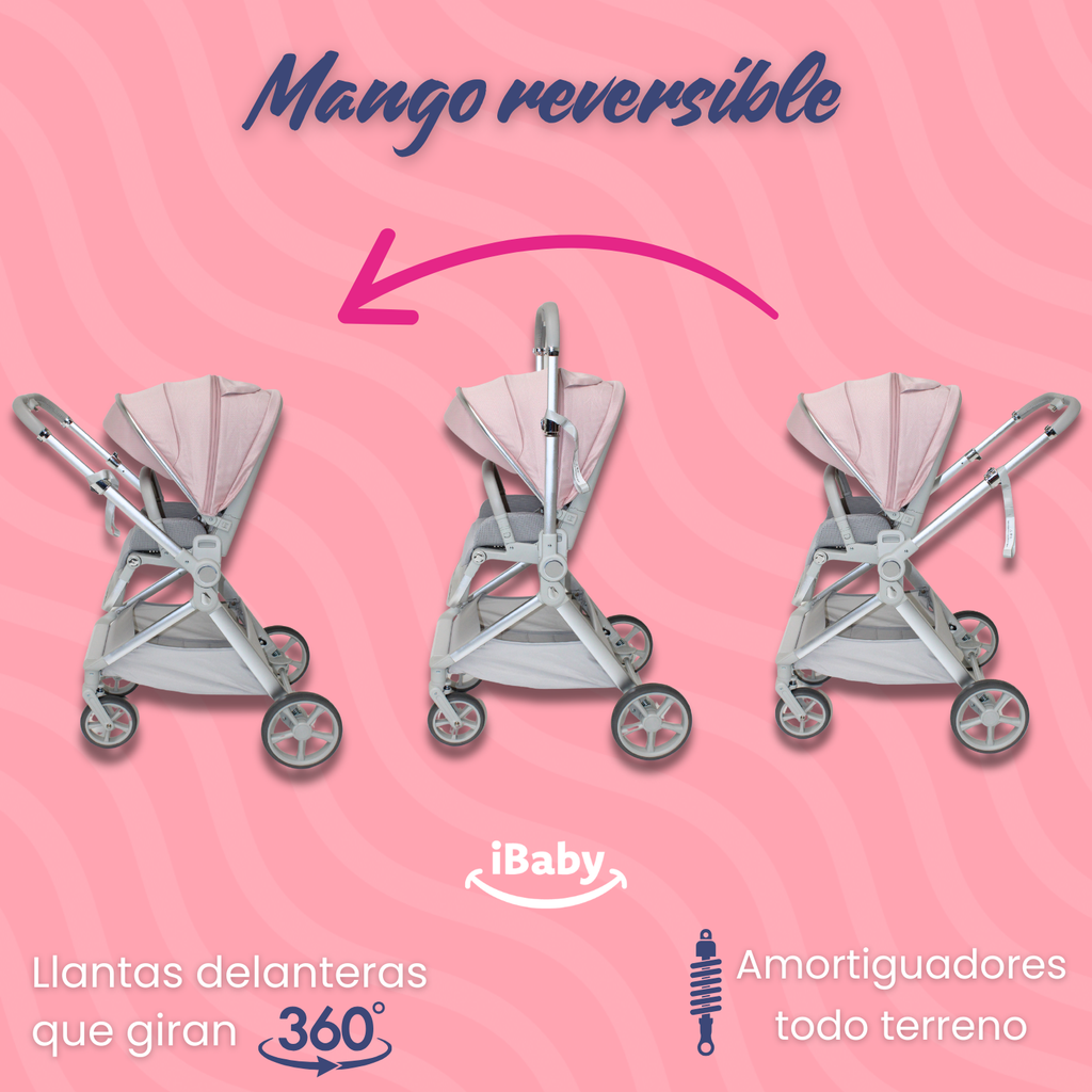 Carriola Ibaby Emma Elegante Mango Ajustable Y Reversible con portabebe