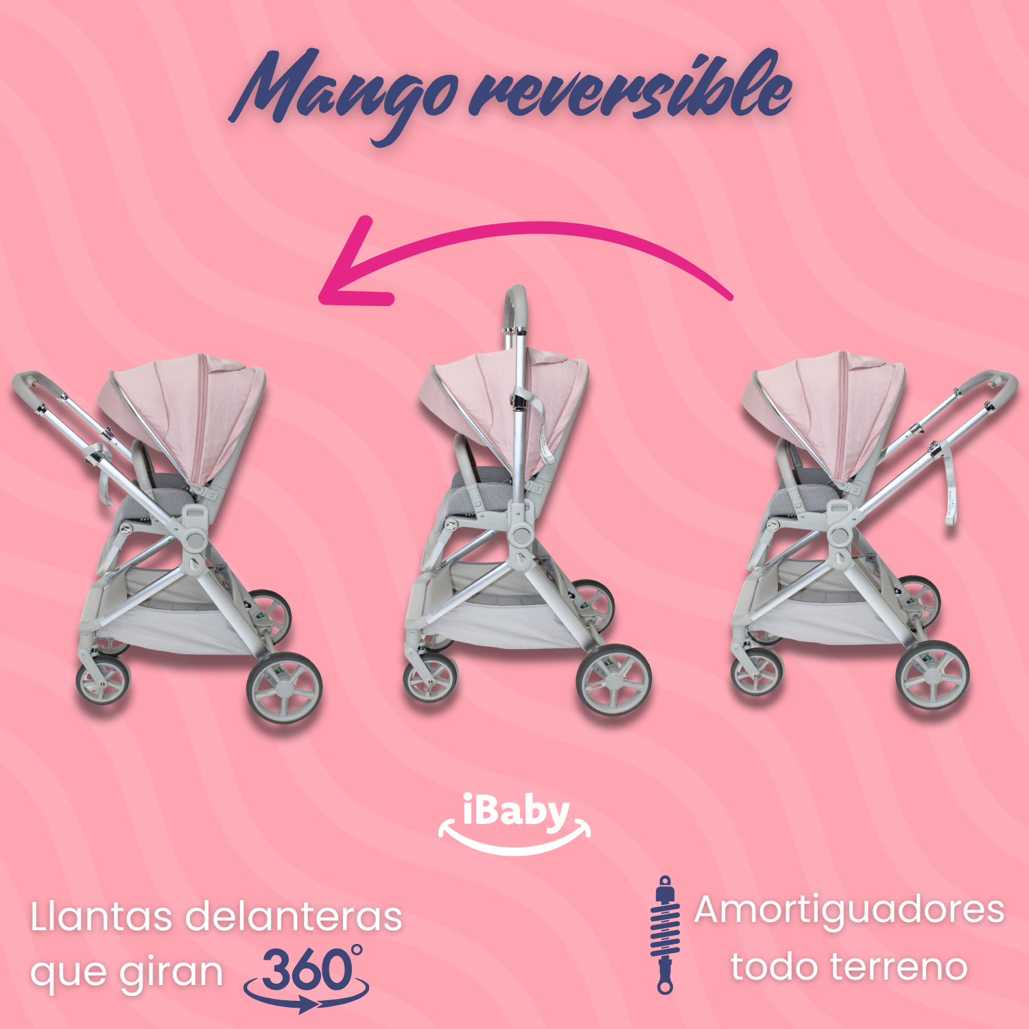 Carriola Ibaby Emma Elegante Mango Ajustable Y Reversible con portabebe