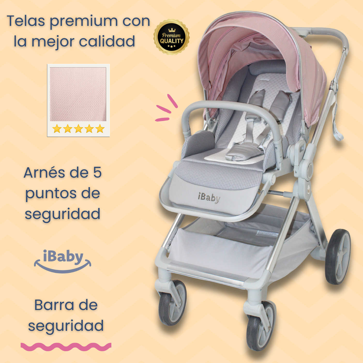 Carriola Ibaby Emma Elegante Mango Ajustable Y Reversible con portabebe