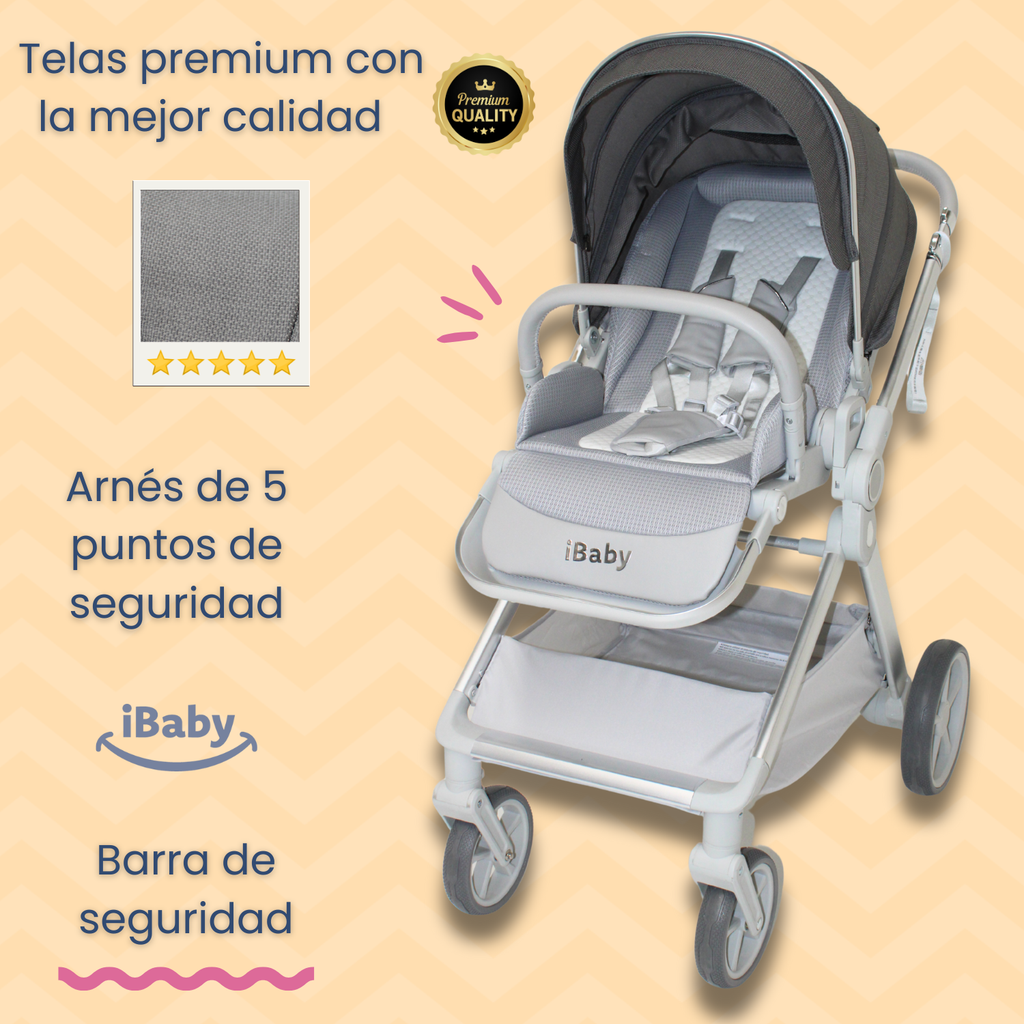 Carriola Ibaby Emma Elegante Mango Ajustable Y Reversible con portabebe