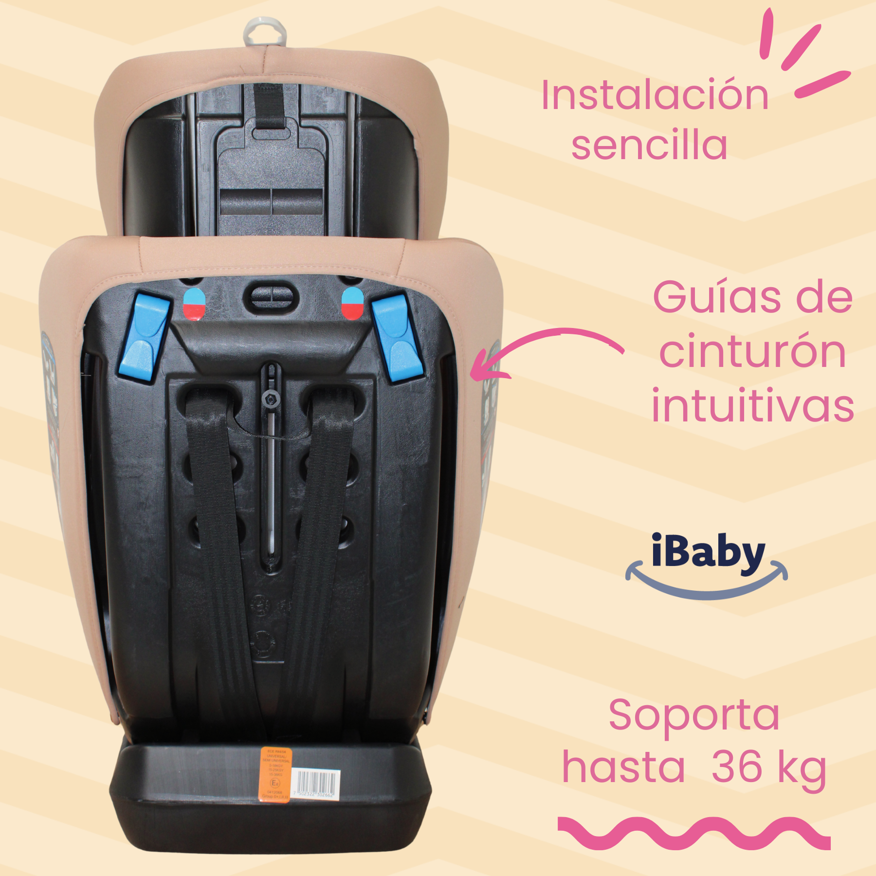 Autoasiento Reclinable Desde 0 A 36 Kg Passegeri Ibaby Rosa Passegeri