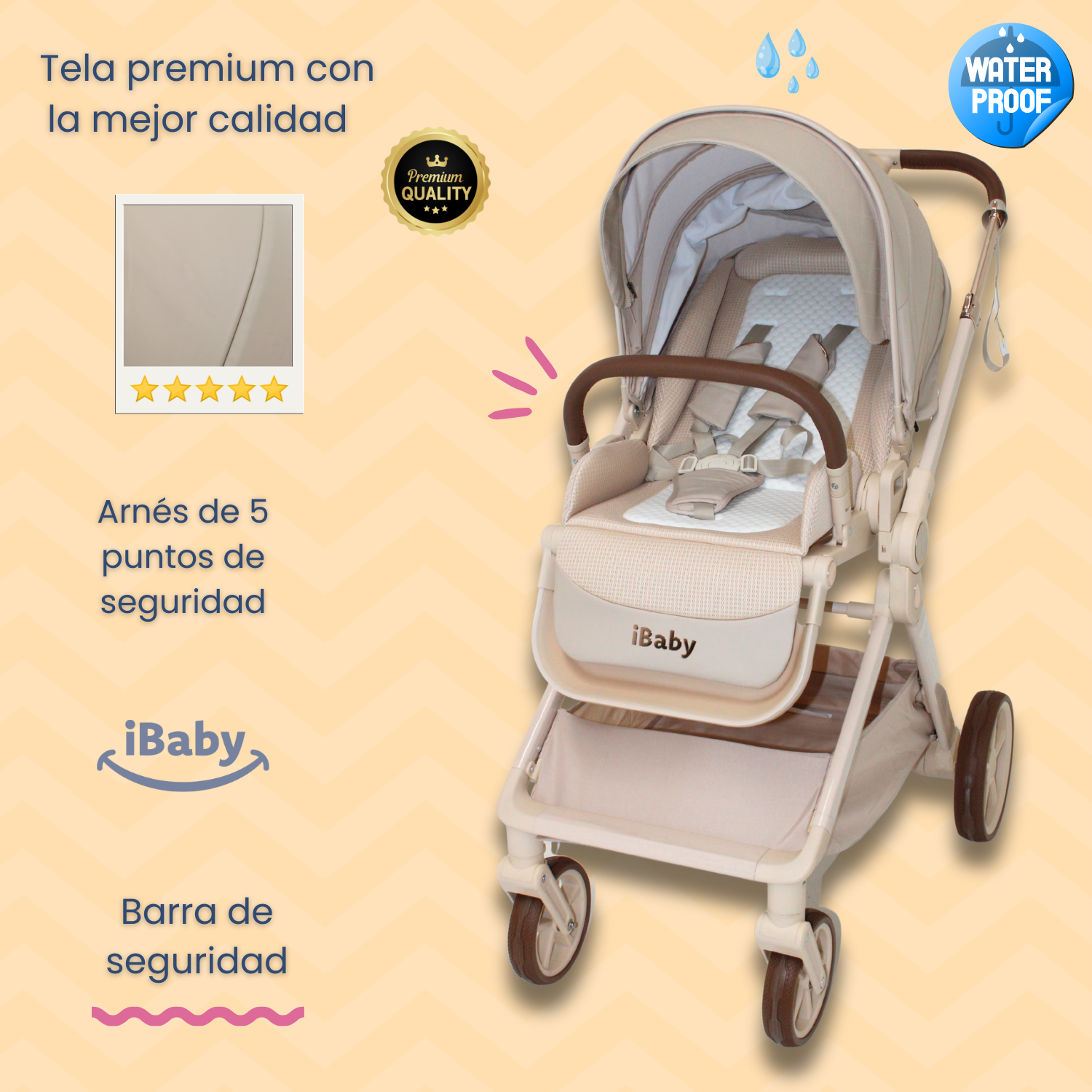 Carriola Ibaby Emma Elegante Mango Ajustable Y Reversible con portabebe