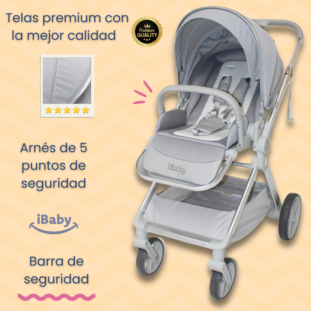 Carriola Ibaby Emma Elegante Mango Ajustable Y Reversible con portabebe
