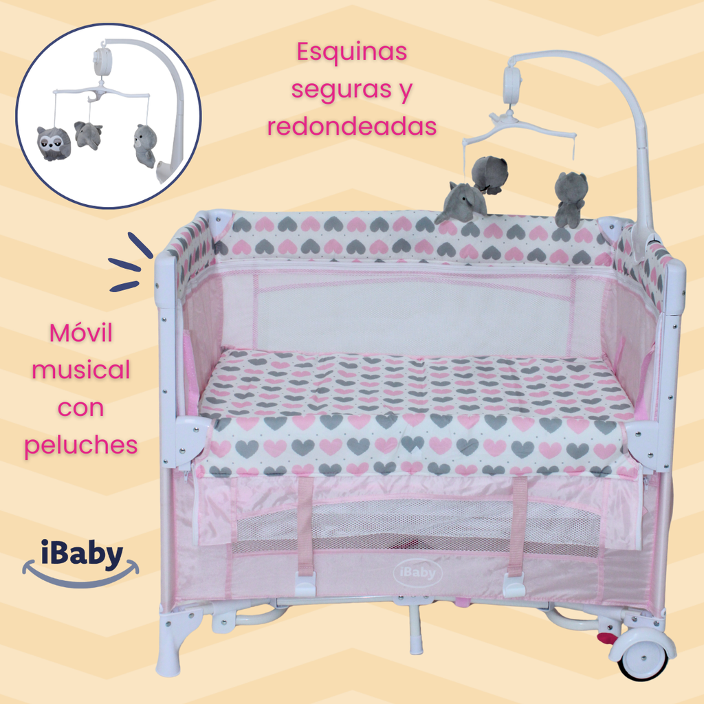 Cuna Corral Colecho MOM 4 ME ibaby Velo Alto Móvil Musical