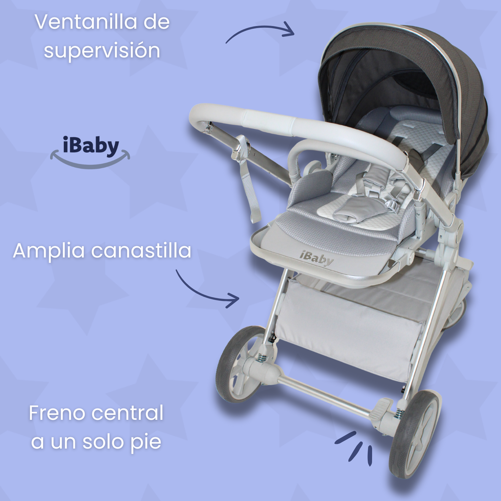 Carriola Ibaby Emma Elegante Mango Ajustable Y Reversible con portabebe