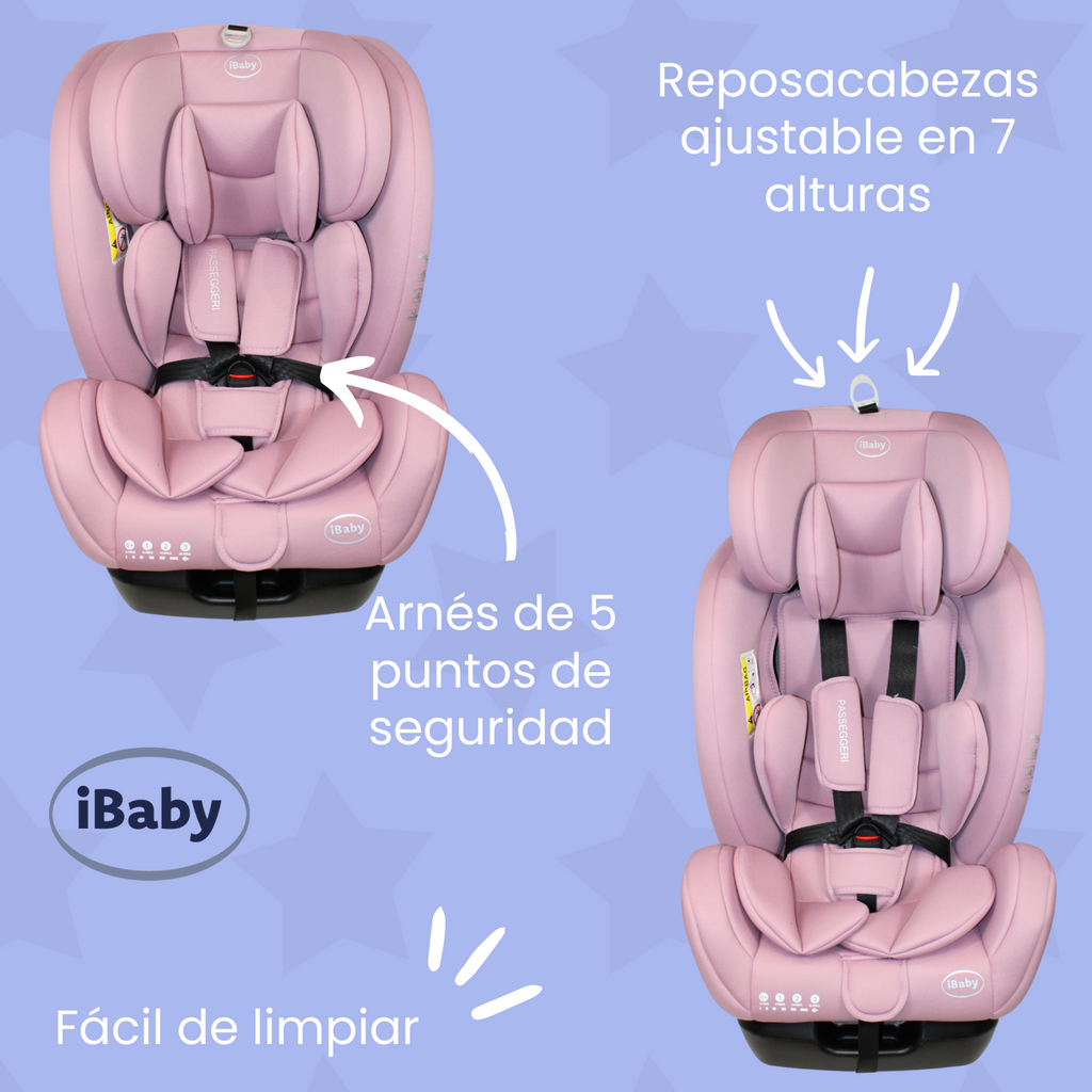 Autoasiento Reclinable Desde 0 A 36 Kg Passegeri Ibaby Rosa Passegeri