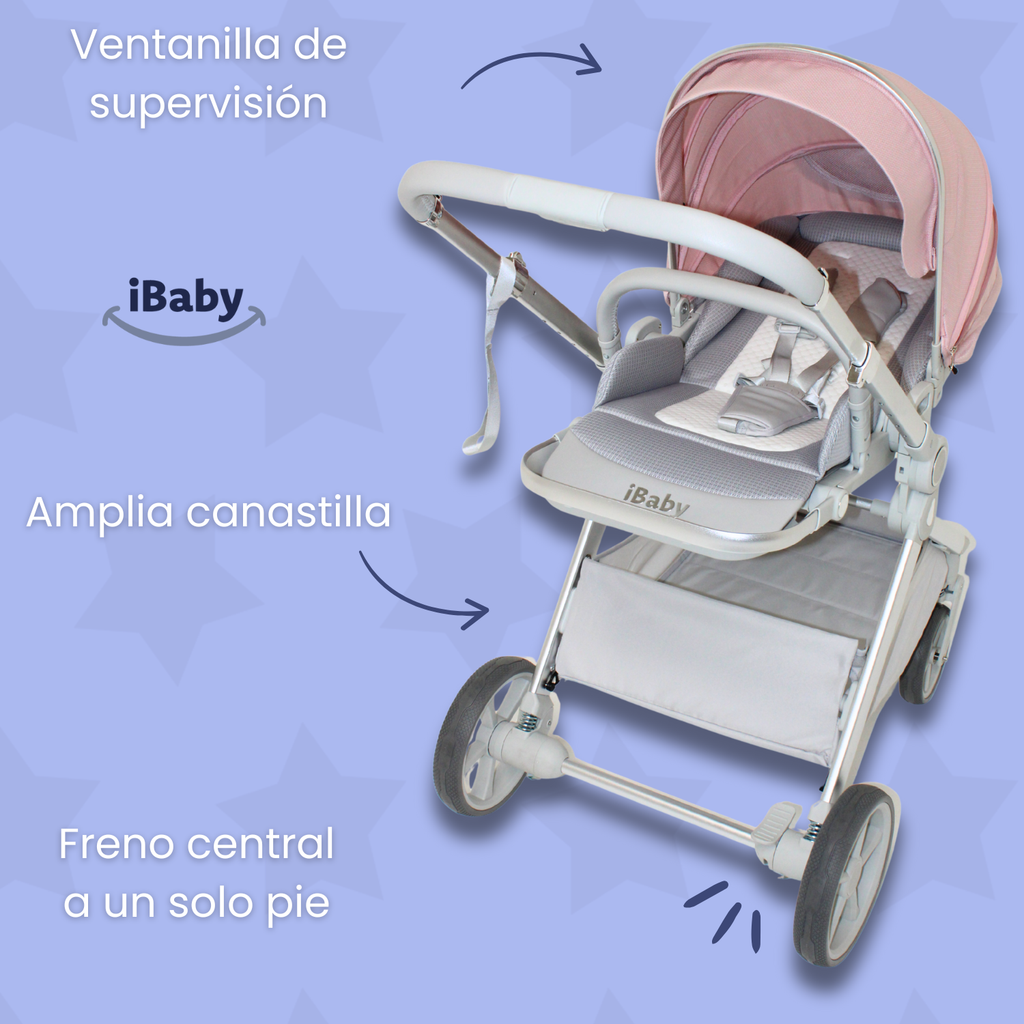 Carriola Ibaby Emma Elegante Mango Ajustable Y Reversible con portabebe