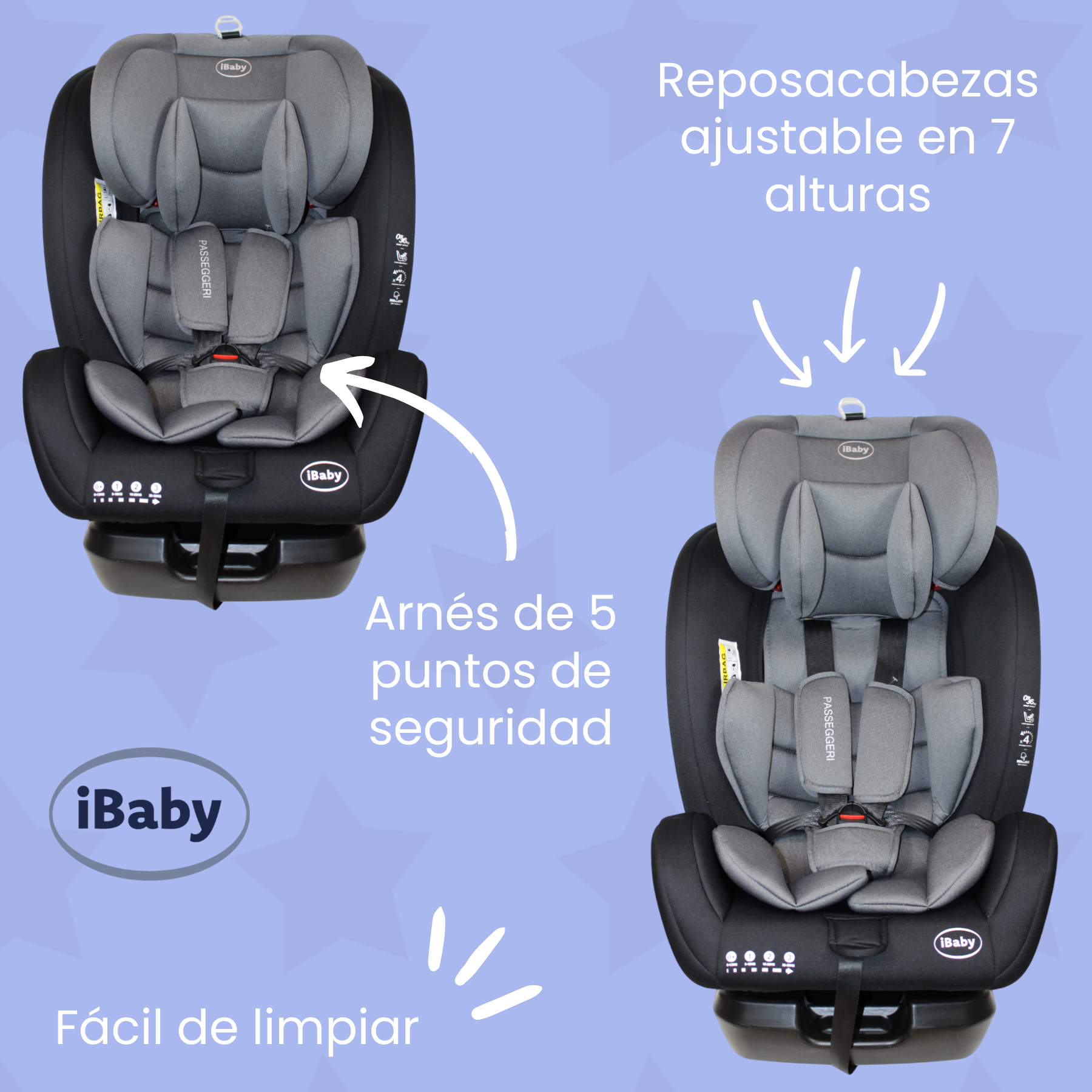Autoasiento Reclinable Desde 0 A 36 Kg Passegeri Ibaby Rosa Passegeri