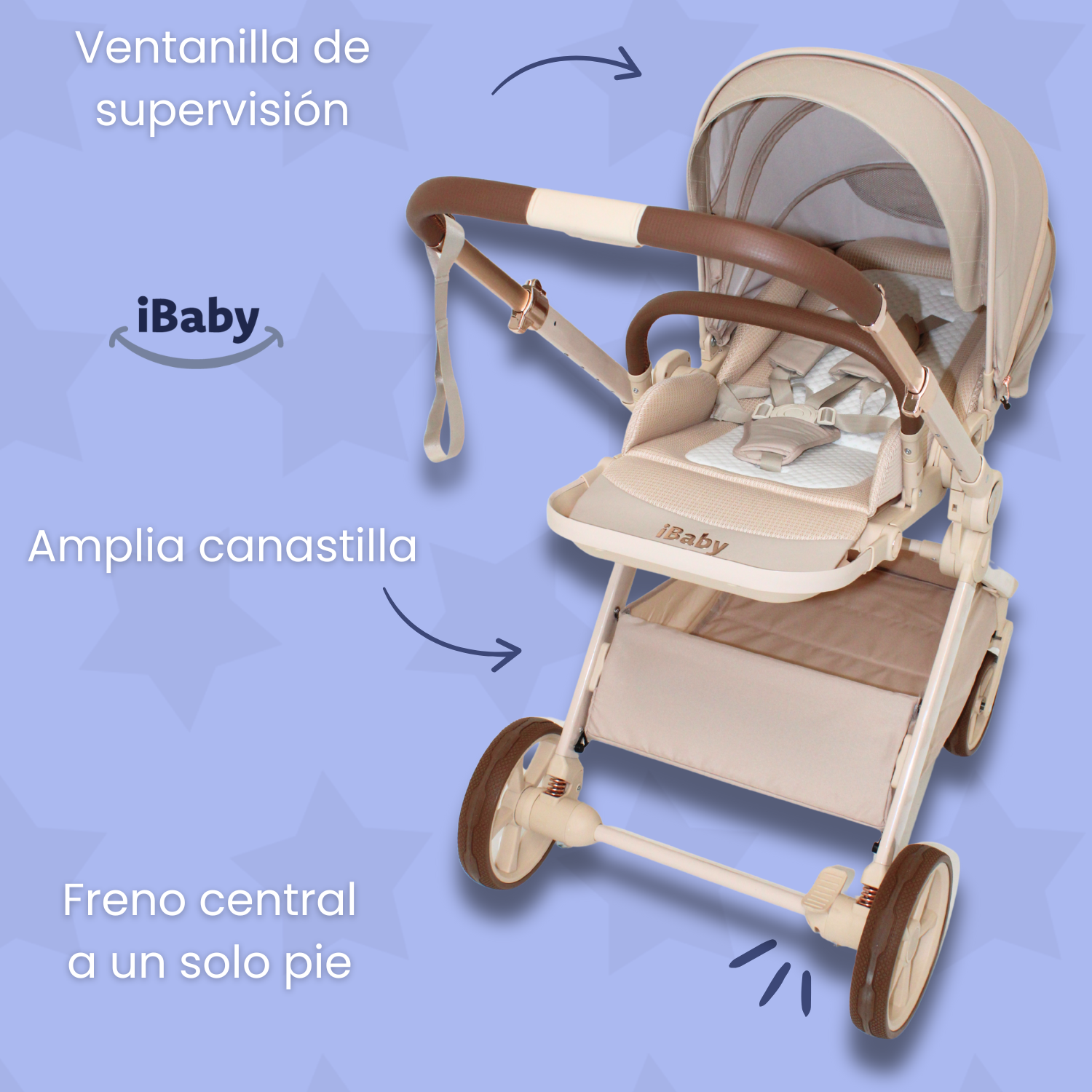Carriola Ibaby Emma Elegante Mango Ajustable Y Reversible con portabebe
