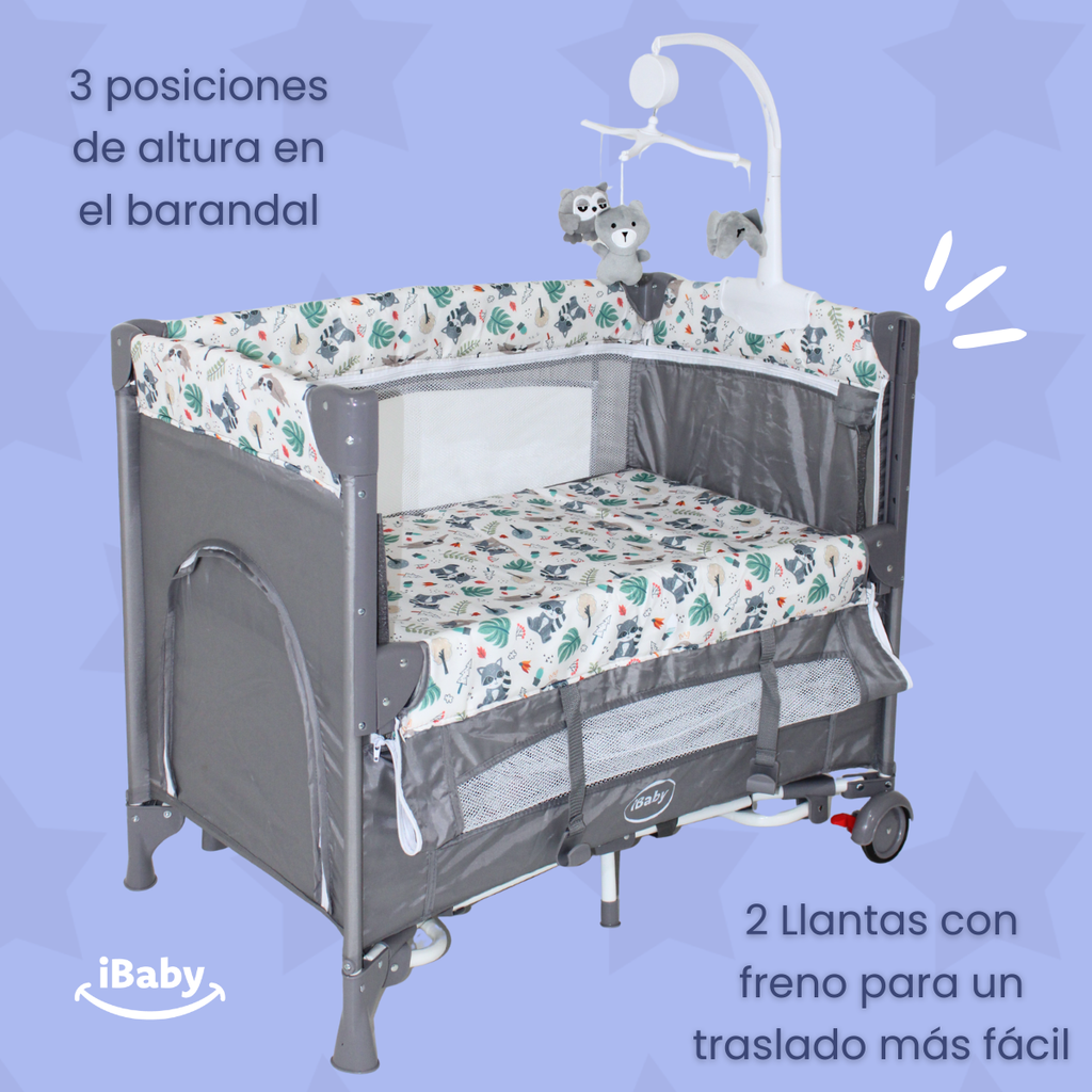 Cuna Corral Colecho MOM 4 ME ibaby Velo Alto Móvil Musical