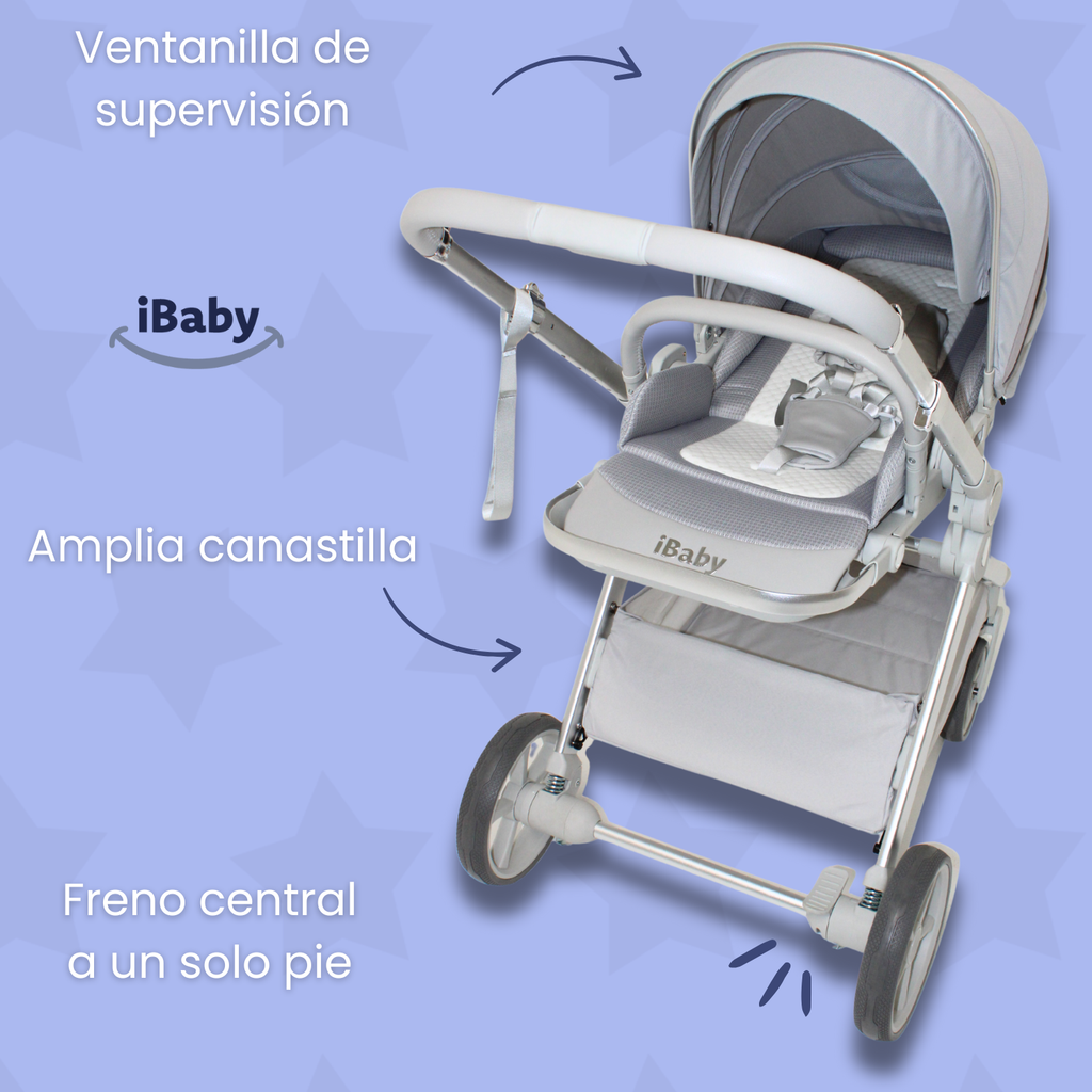Carriola Ibaby Emma Elegante Mango Ajustable Y Reversible con portabebe