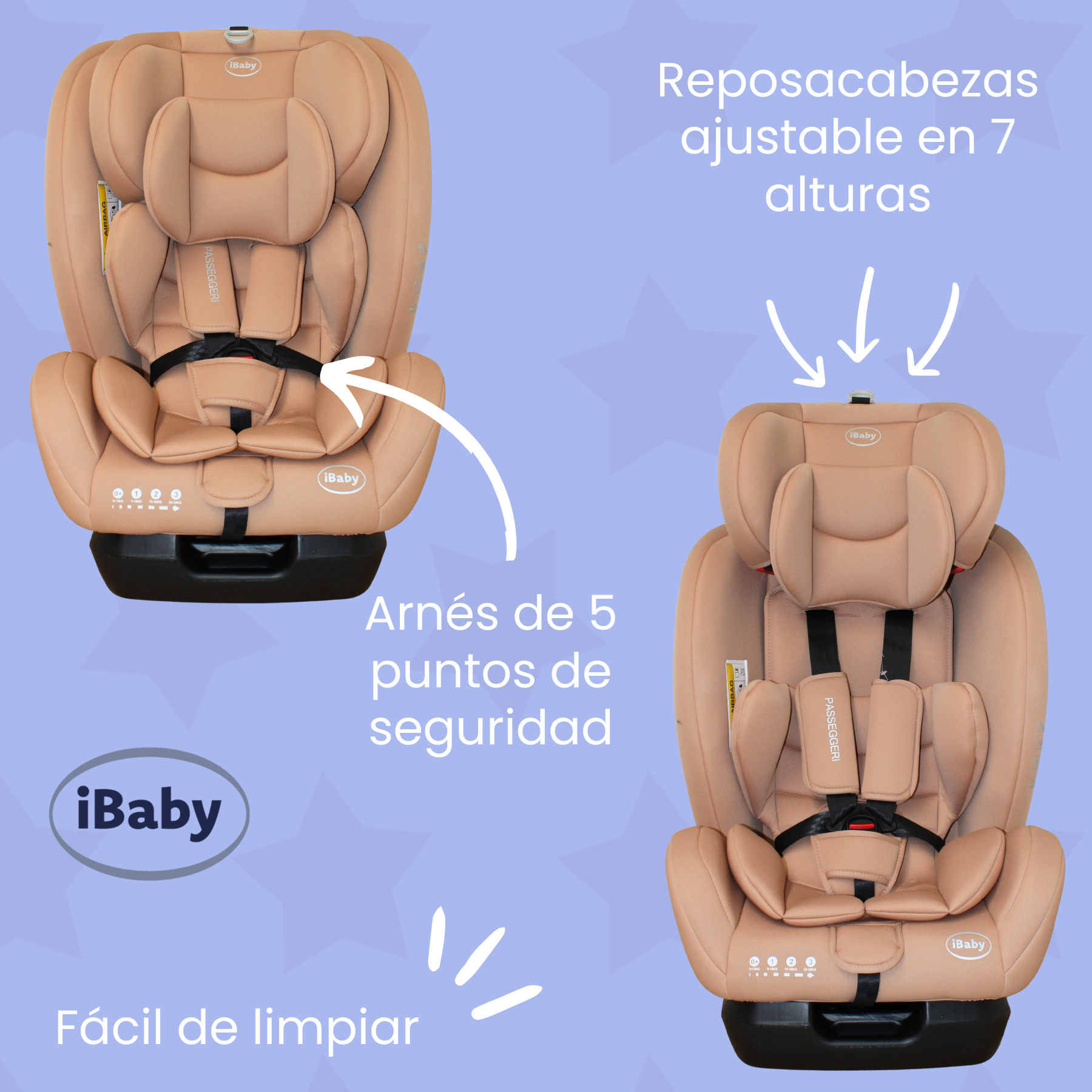 Autoasiento Reclinable Desde 0 A 36 Kg Passegeri Ibaby Rosa Passegeri