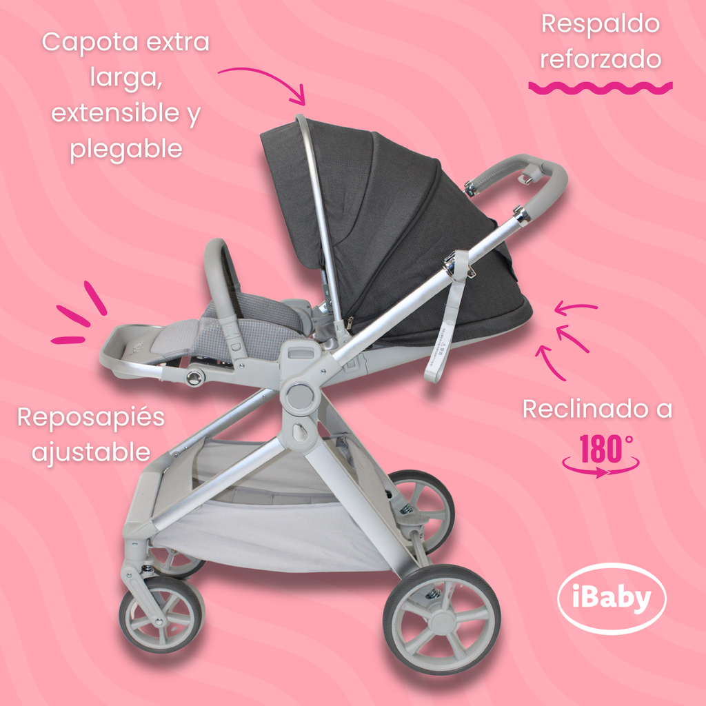 Carriola Ibaby Emma Elegante Mango Ajustable Y Reversible con portabebe