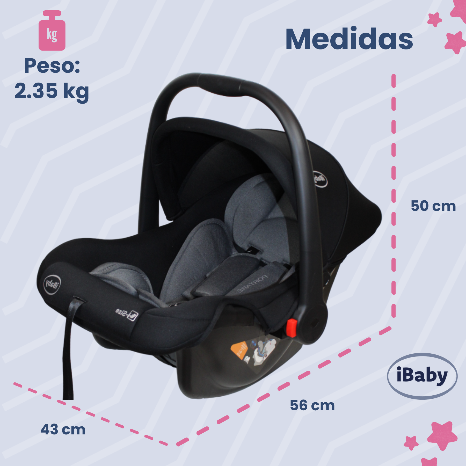 Autoasiento Porta Bebés Grupo 0+ Portaré Ibaby 3 En 1 Portaré Gris