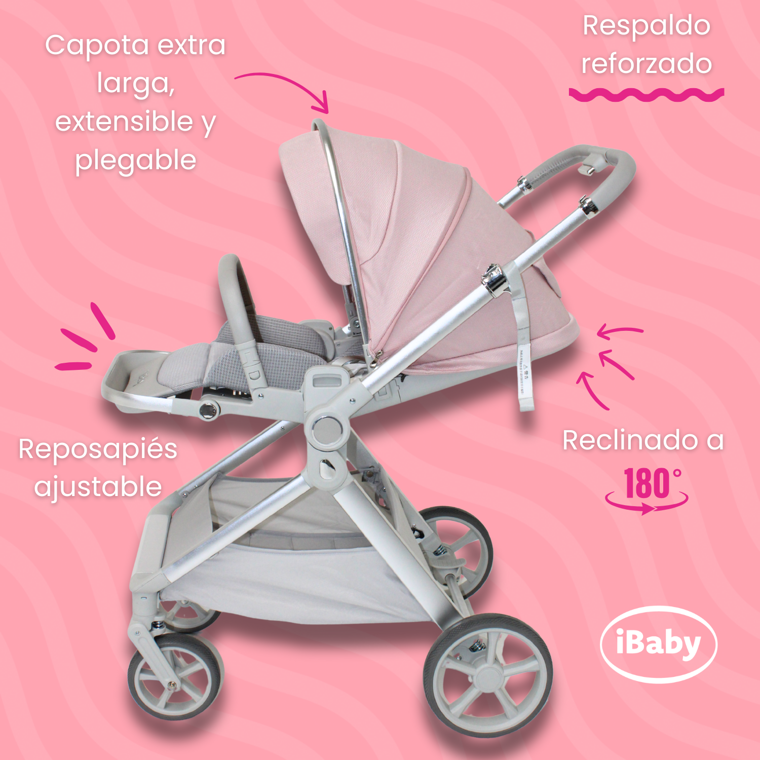 Carriola Ibaby Emma Elegante Mango Ajustable Y Reversible con portabebe