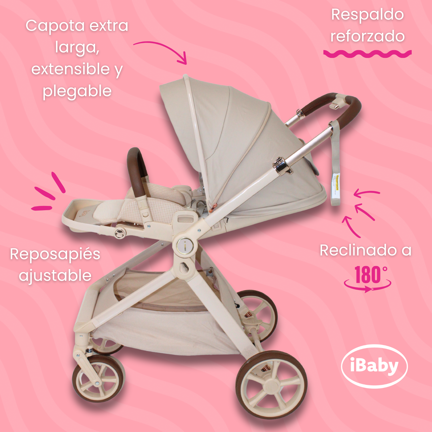 Carriola Ibaby Emma Elegante Mango Ajustable Y Reversible con portabebe