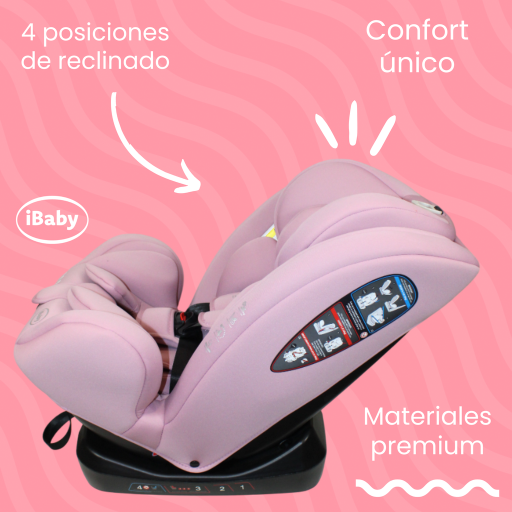 Autoasiento Reclinable Desde 0 A 36 Kg Passegeri Ibaby Rosa Passegeri