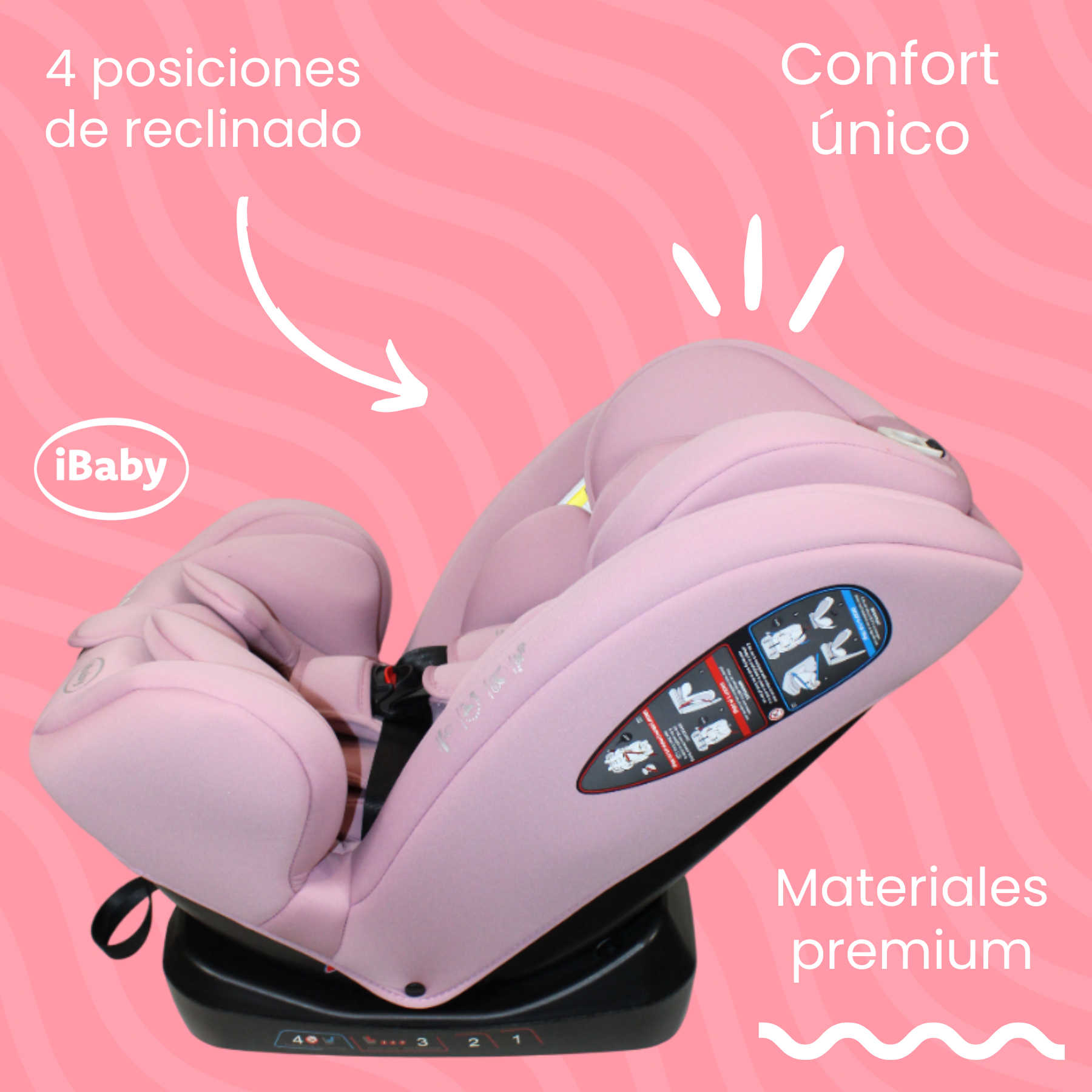 Autoasiento Reclinable Desde 0 A 36 Kg Passegeri Ibaby Rosa Passegeri