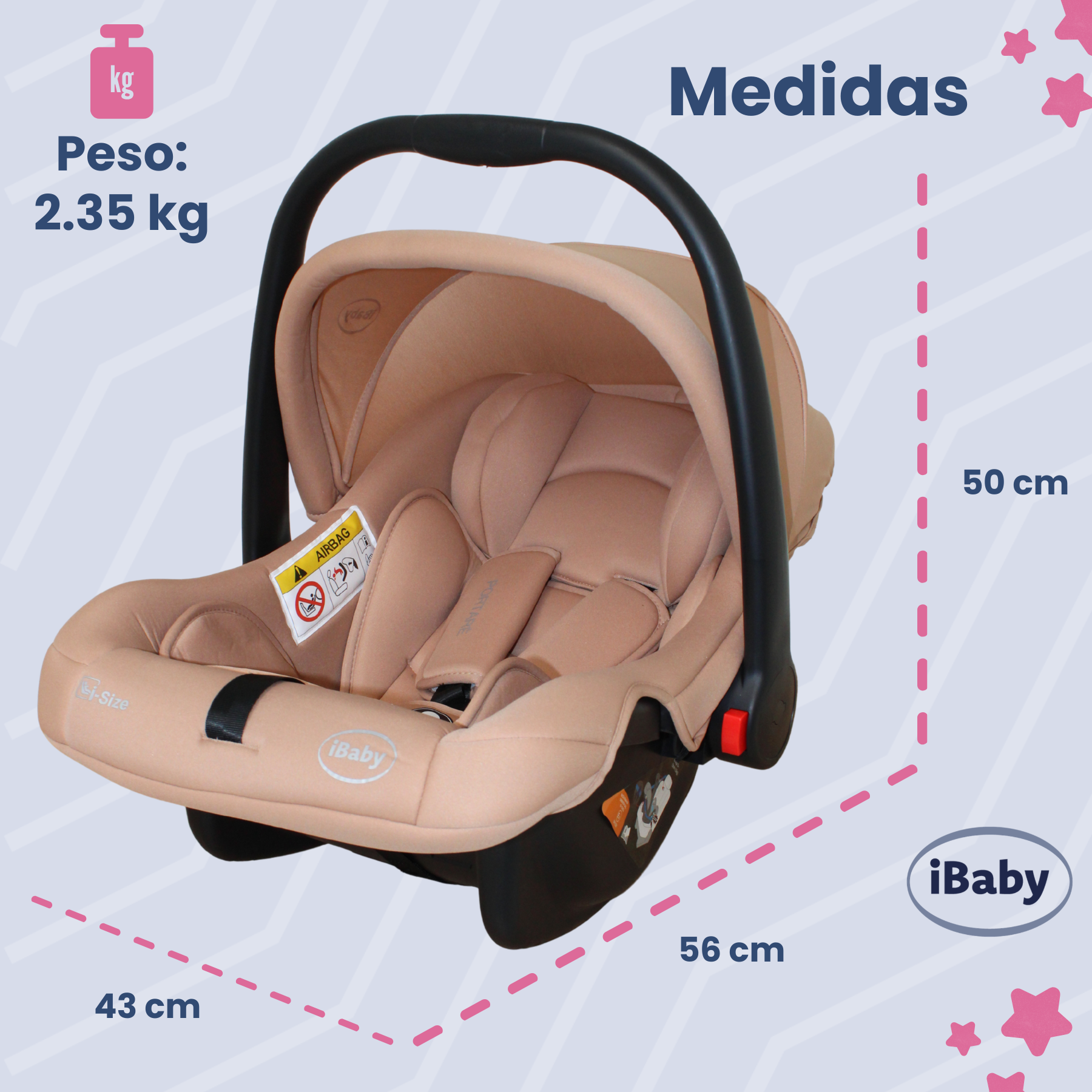 Autoasiento Porta Bebés Grupo 0+ Portaré Ibaby 3 En 1 Portaré Gris
