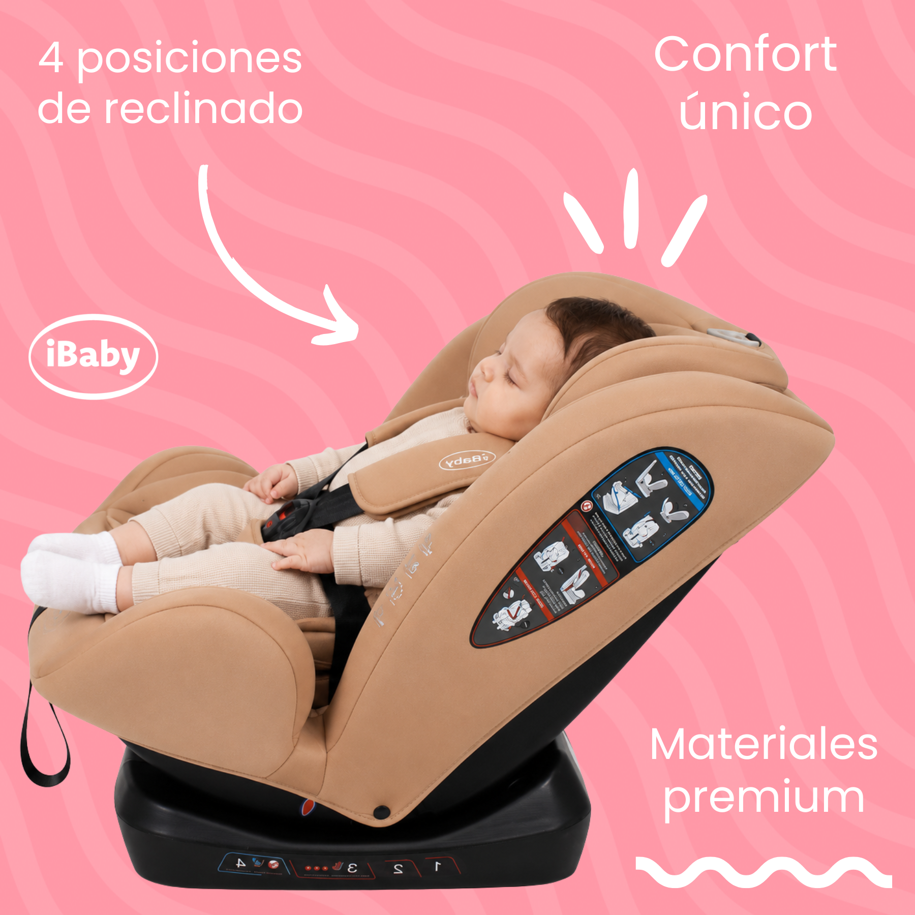 Autoasiento Reclinable Desde 0 A 36 Kg Passegeri Ibaby Rosa Passegeri