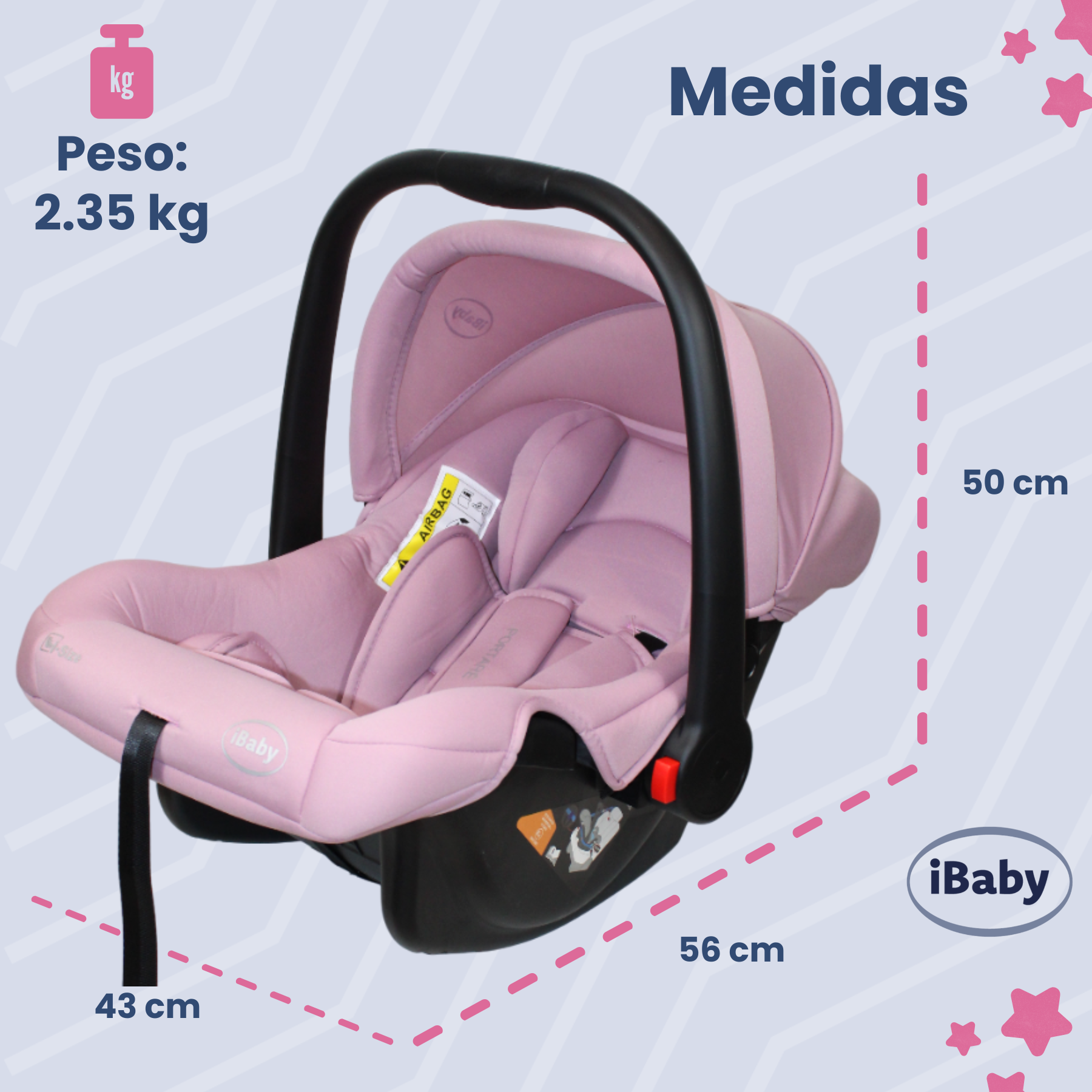 Autoasiento Porta Bebés Grupo 0+ Portaré Ibaby 3 En 1 Portaré Gris
