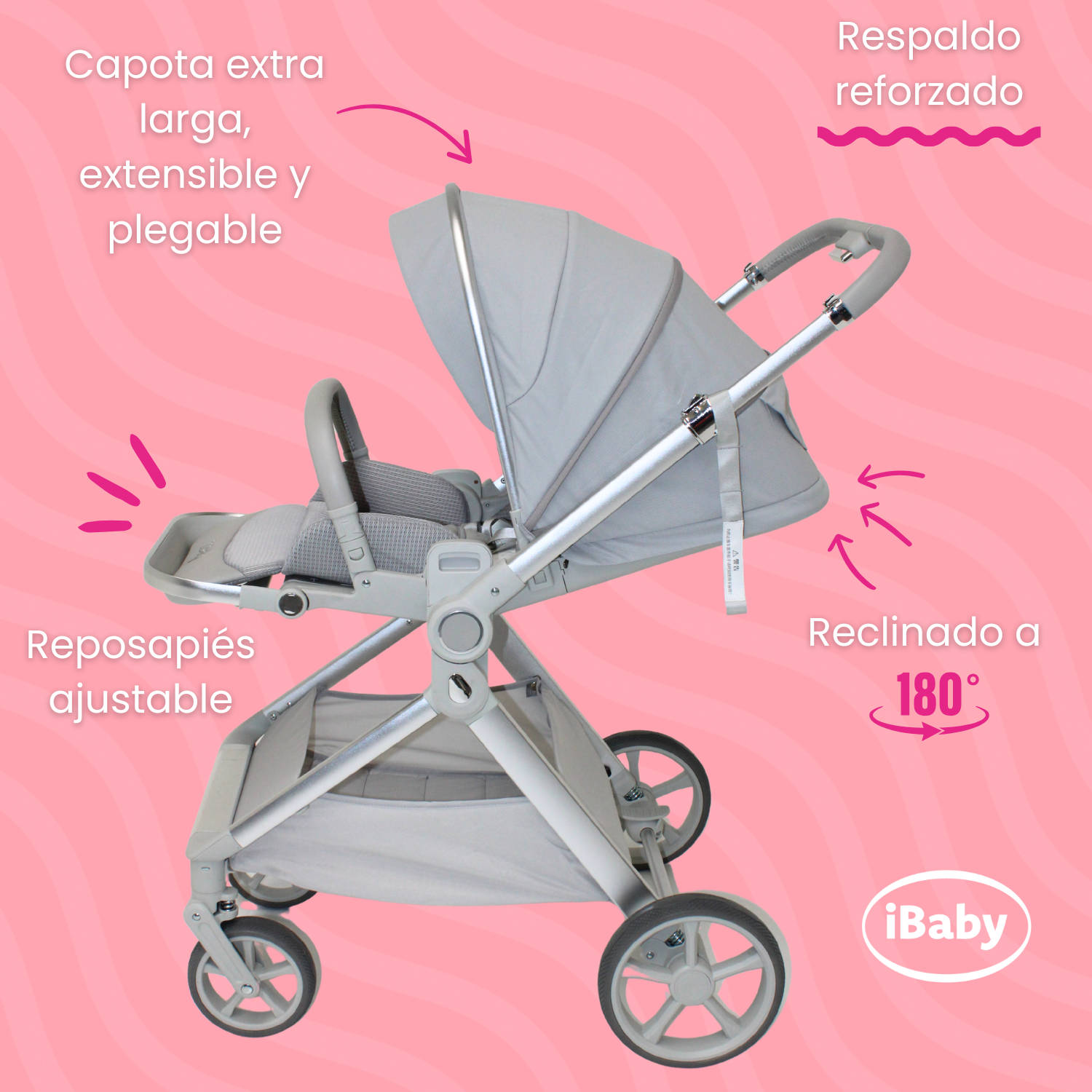 Carriola Ibaby Emma Elegante Mango Ajustable Y Reversible con portabebe