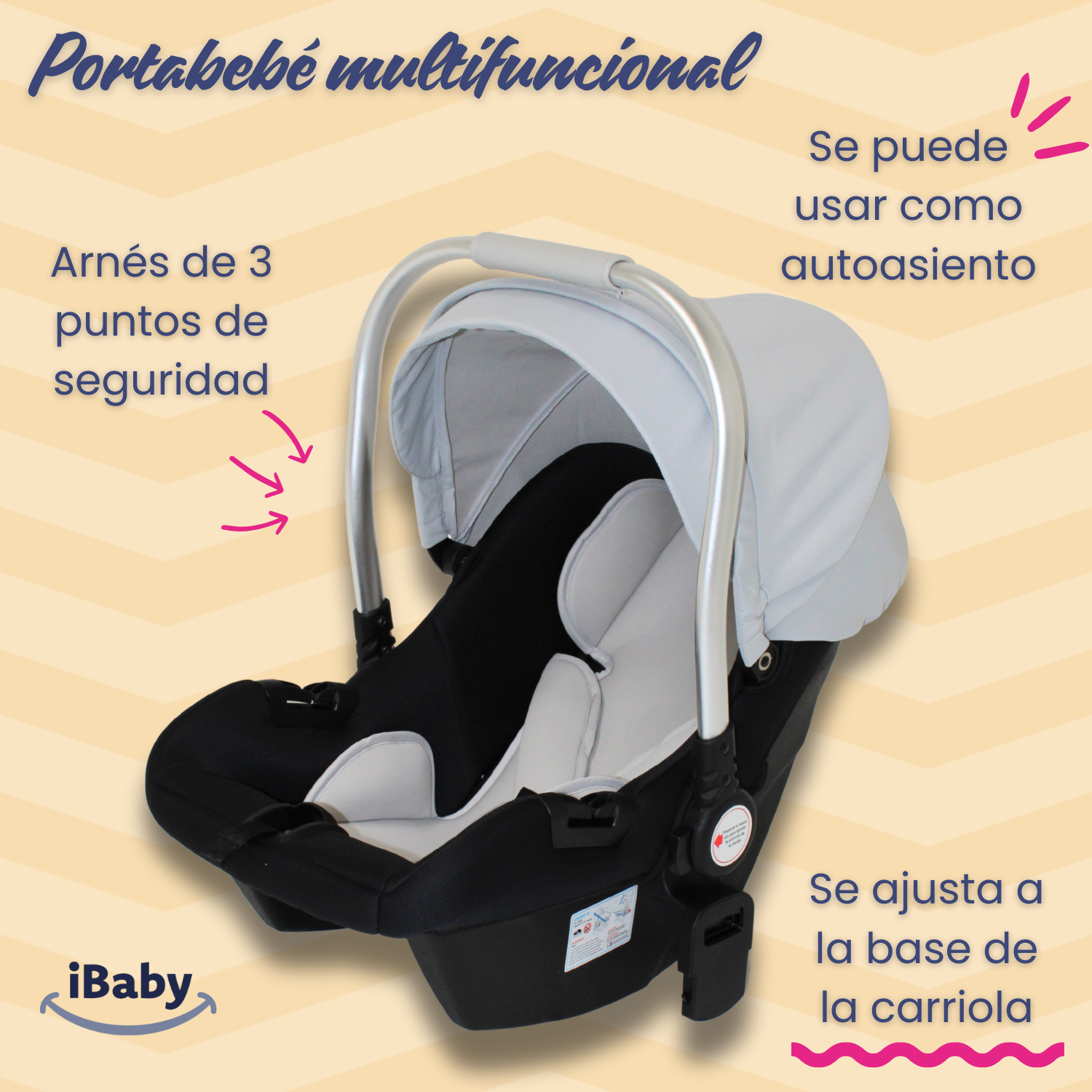 Carriola Ibaby Emma Elegante Mango Ajustable Y Reversible con portabebe