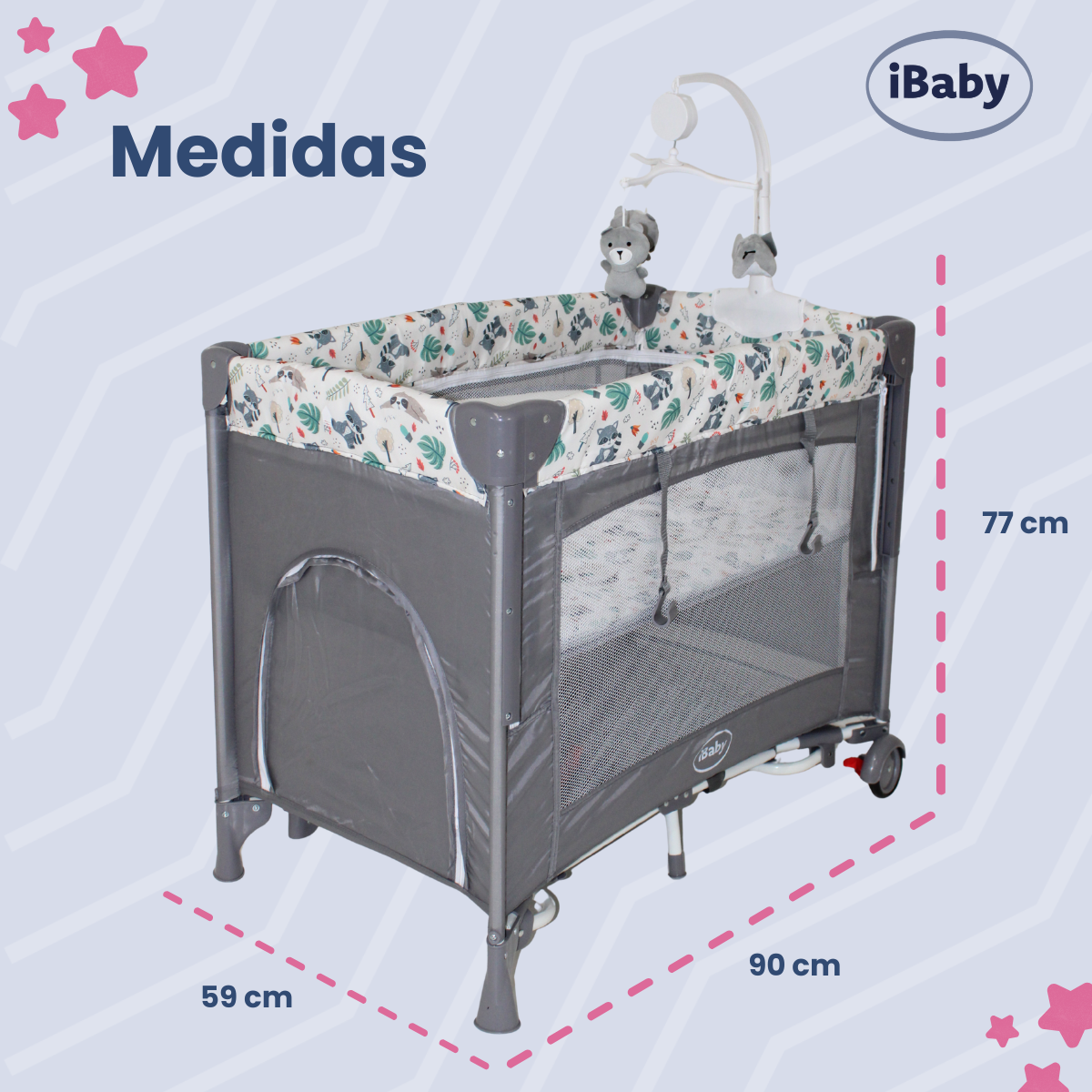 Cuna Corral Colecho MOM 4 ME ibaby Velo Alto Móvil Musical