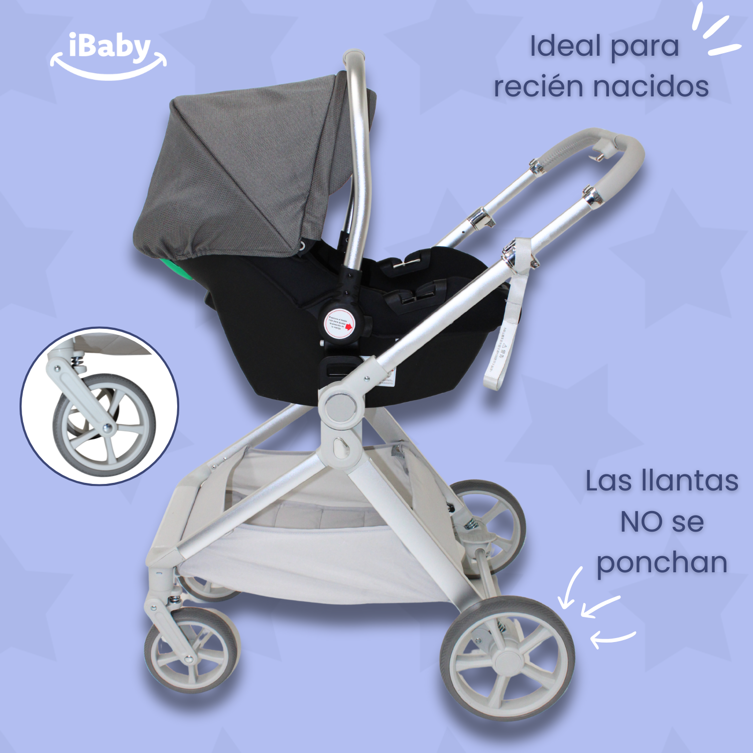 Carriola Ibaby Emma Elegante Mango Ajustable Y Reversible con portabebe