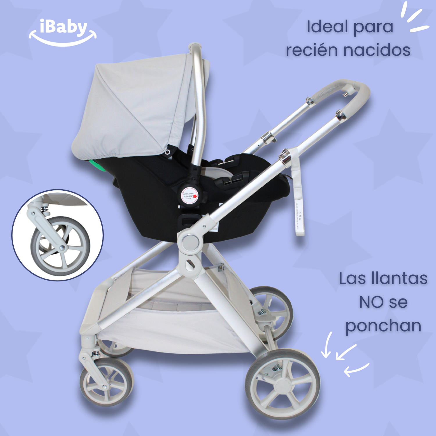 Carriola Ibaby Emma Elegante Mango Ajustable Y Reversible con portabebe