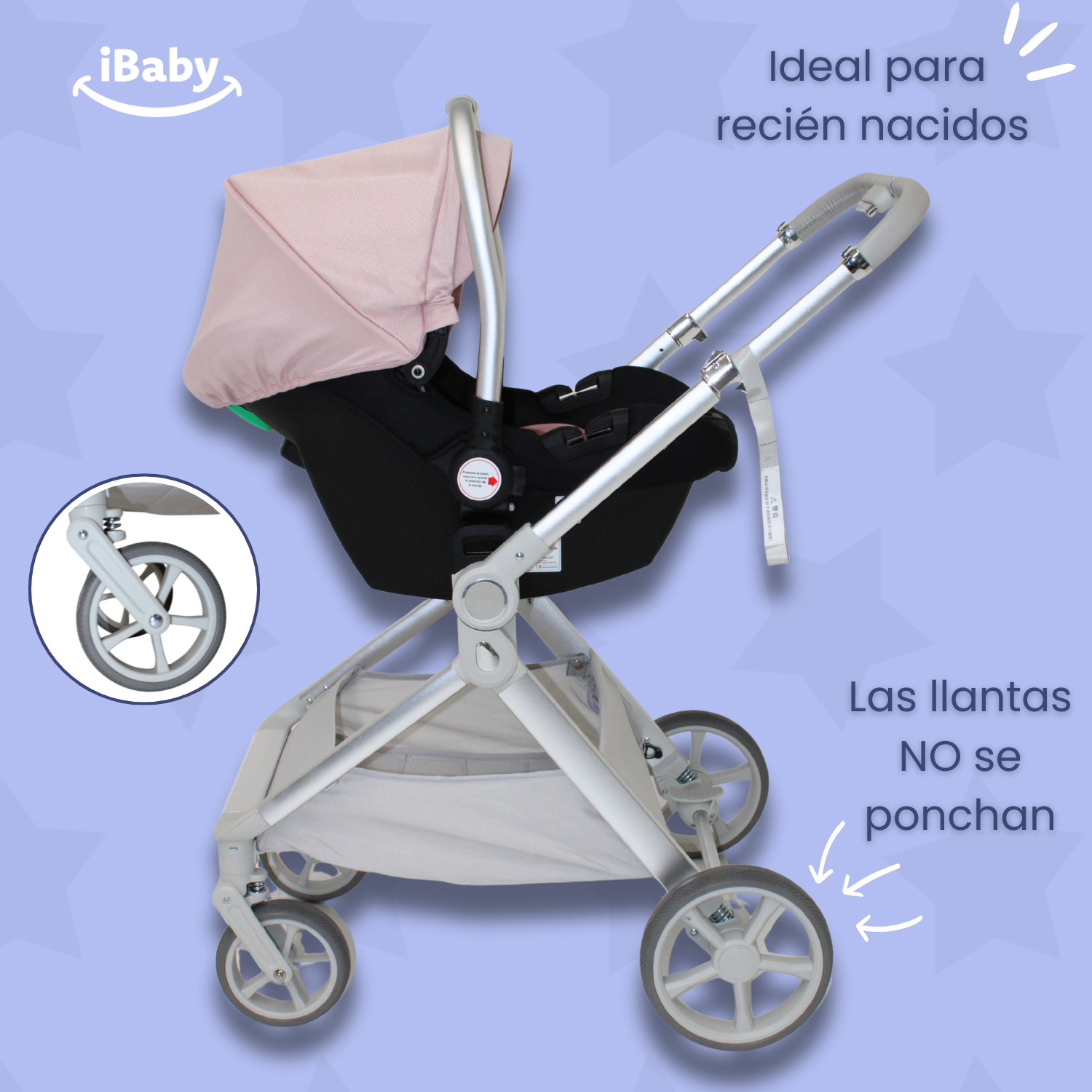 Carriola Ibaby Emma Elegante Mango Ajustable Y Reversible con portabebe